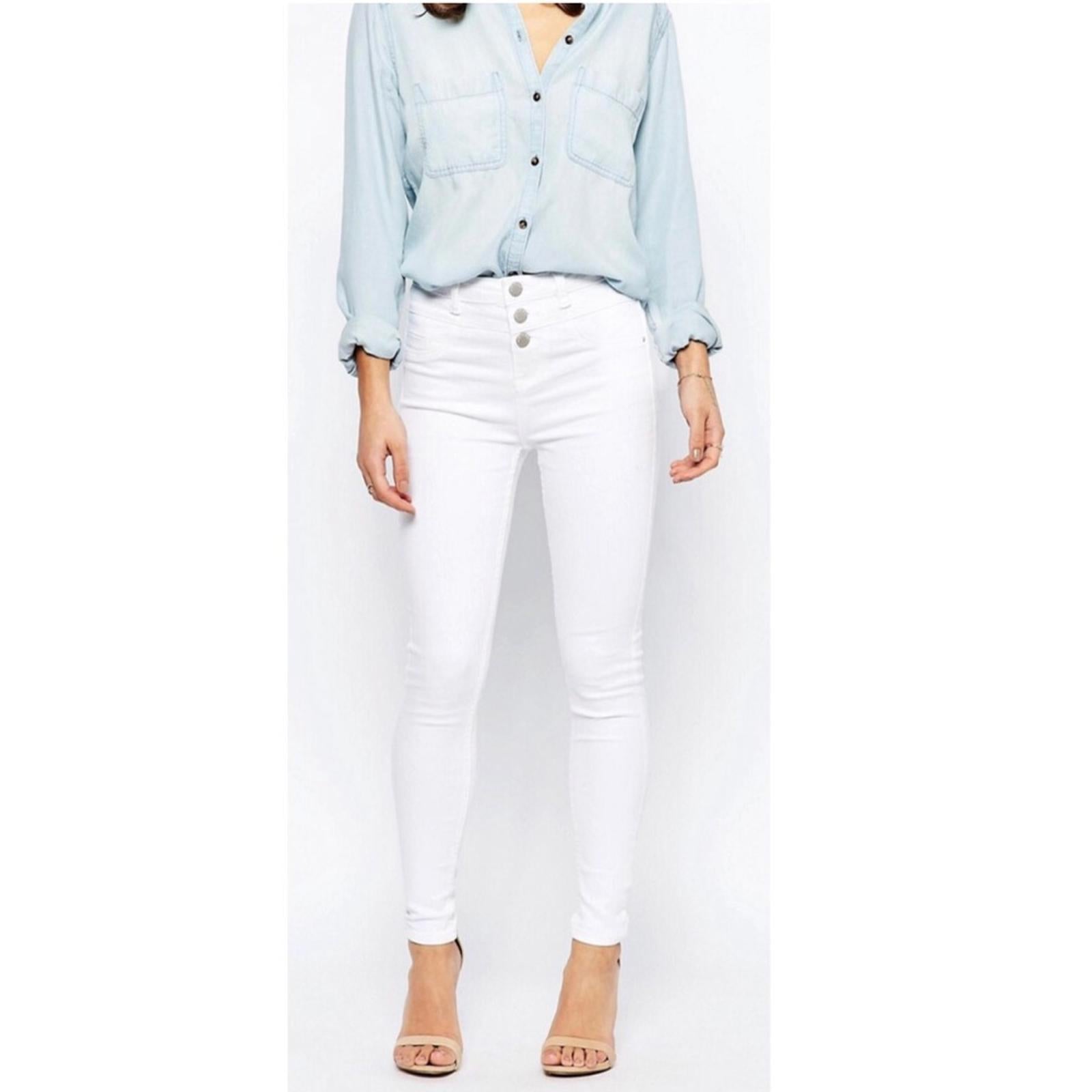 New Look High Waist Super Skinny Jeans in White, Size UK18 / US14