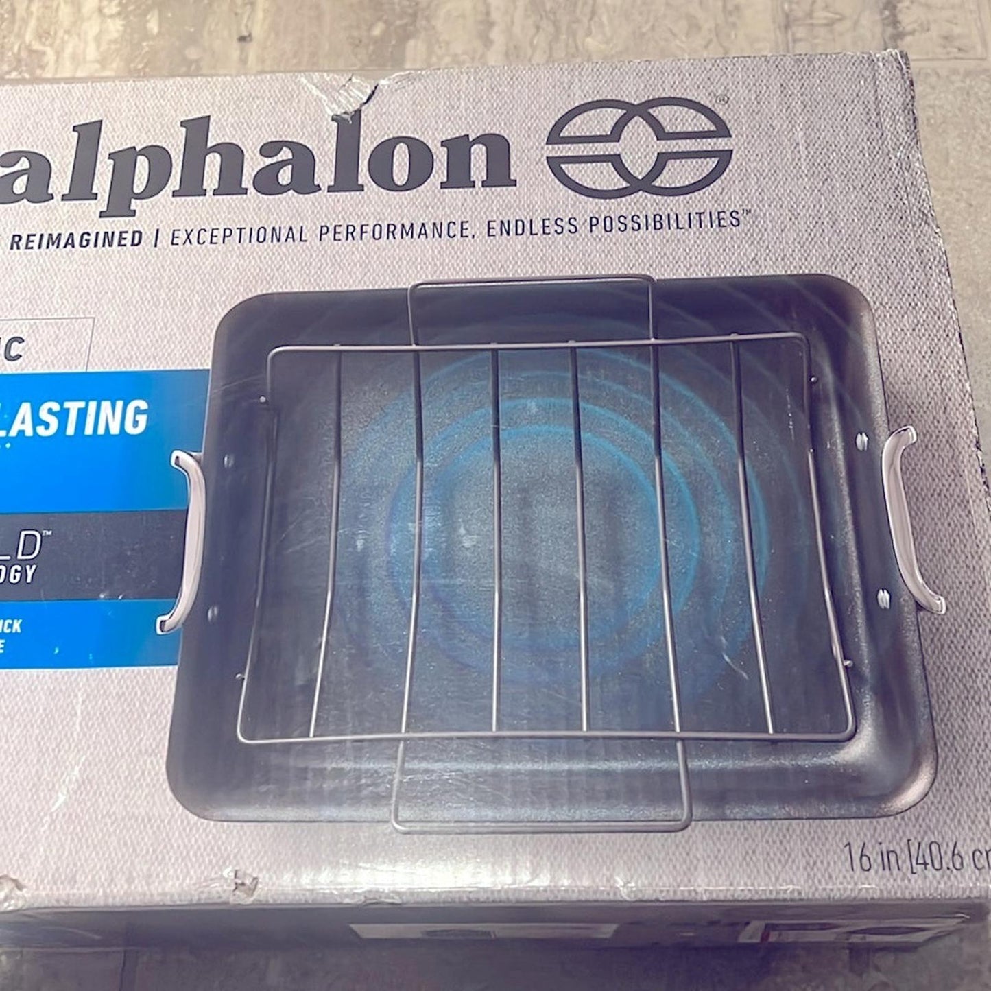 Calphalon Nonstick with AquaShield 16" Roaster w/Rack, 40% Longer Lasting NEW