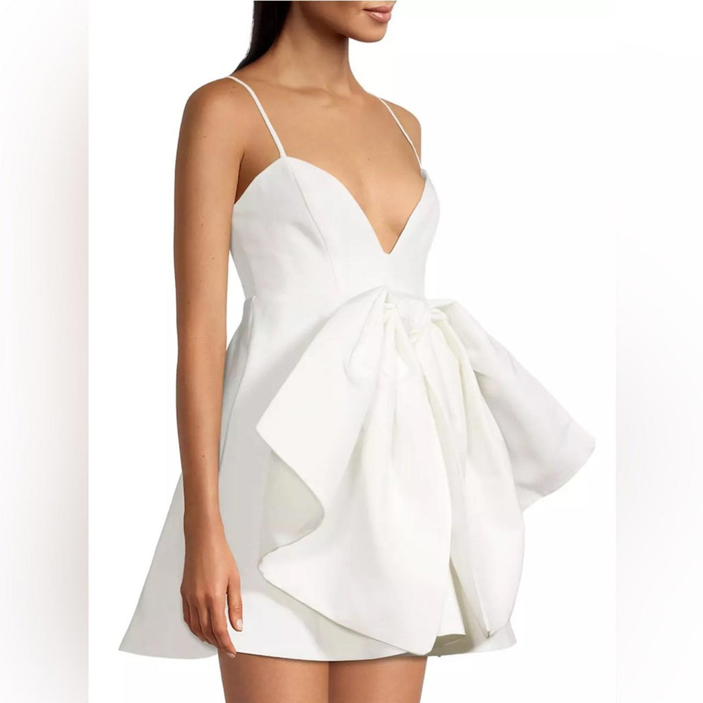 BARDOT Annabelle Statement Bow Minidress, Orchid White Size 6/M Retail $169