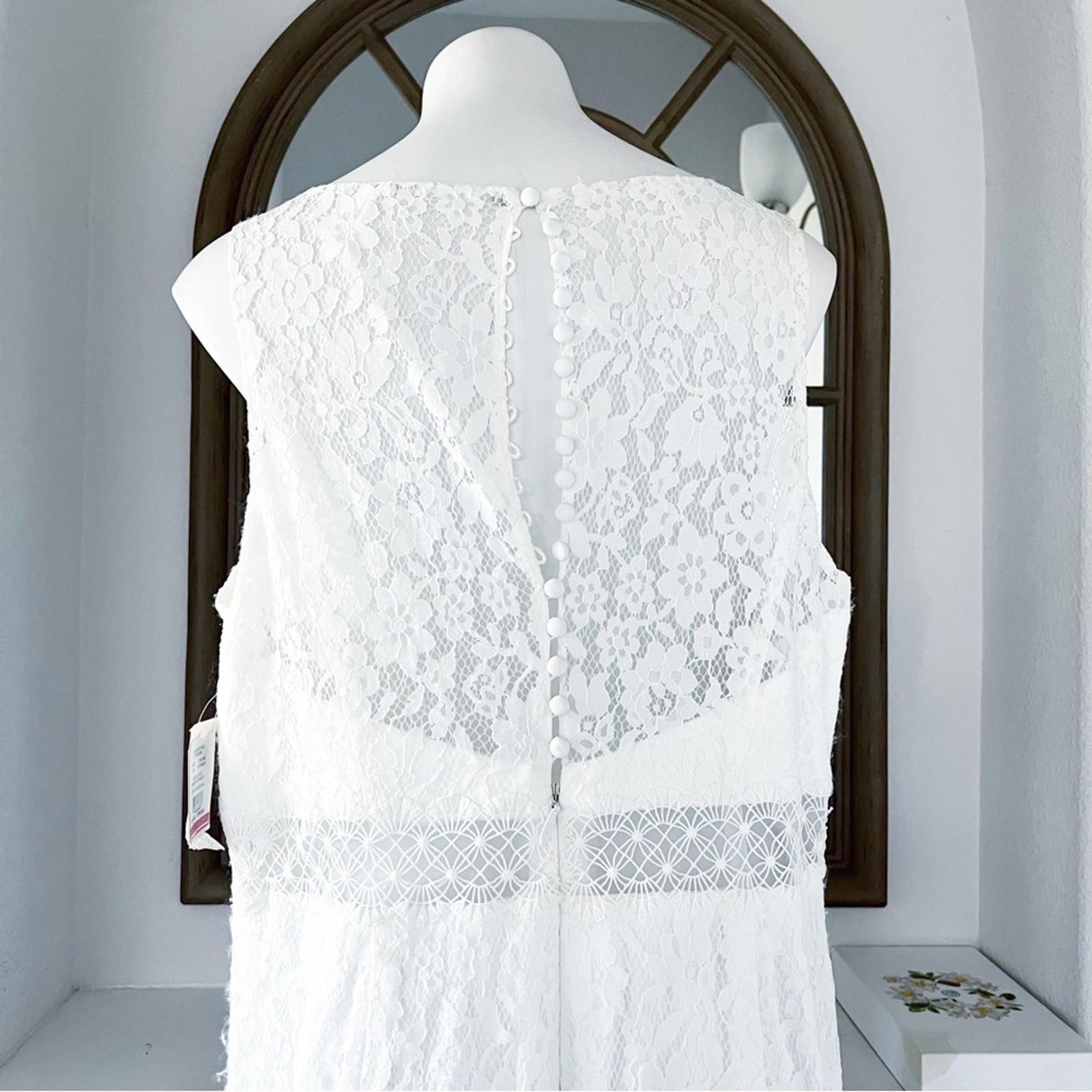 GALINA V-Neck Lace Illusion Wedding Dress, White, Size 20W Retail $599 SOLD OUT
