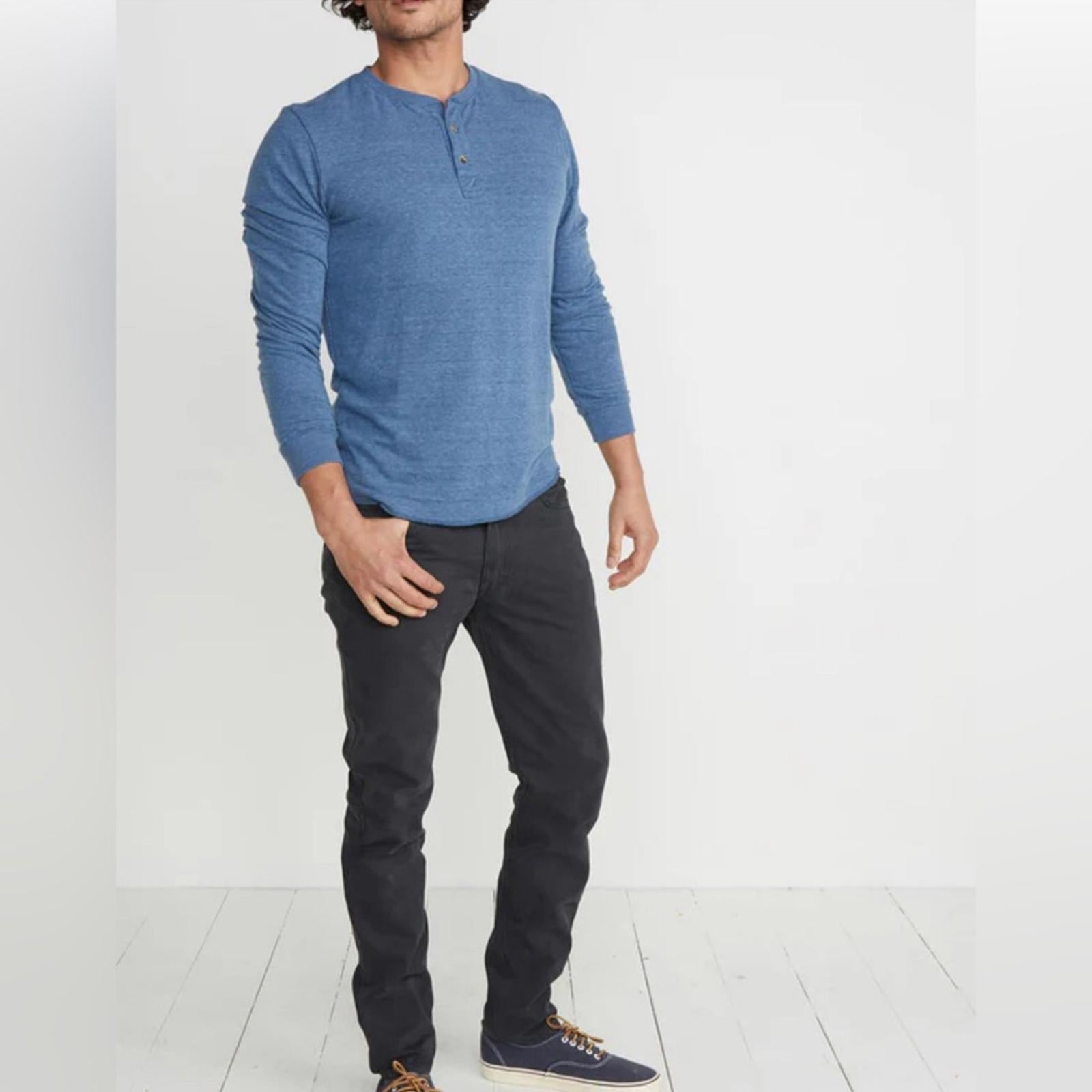 NEW Marine Layer Double Knit Henley, Blue Size Medium New w/o Tag $78 SOLD OUT!