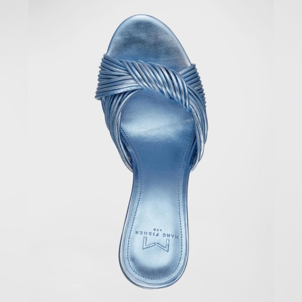 Marc Fisher LTD Brista Metallic Twist Ankle Tie Sandals Lt Blue, NWT, Size 7.5