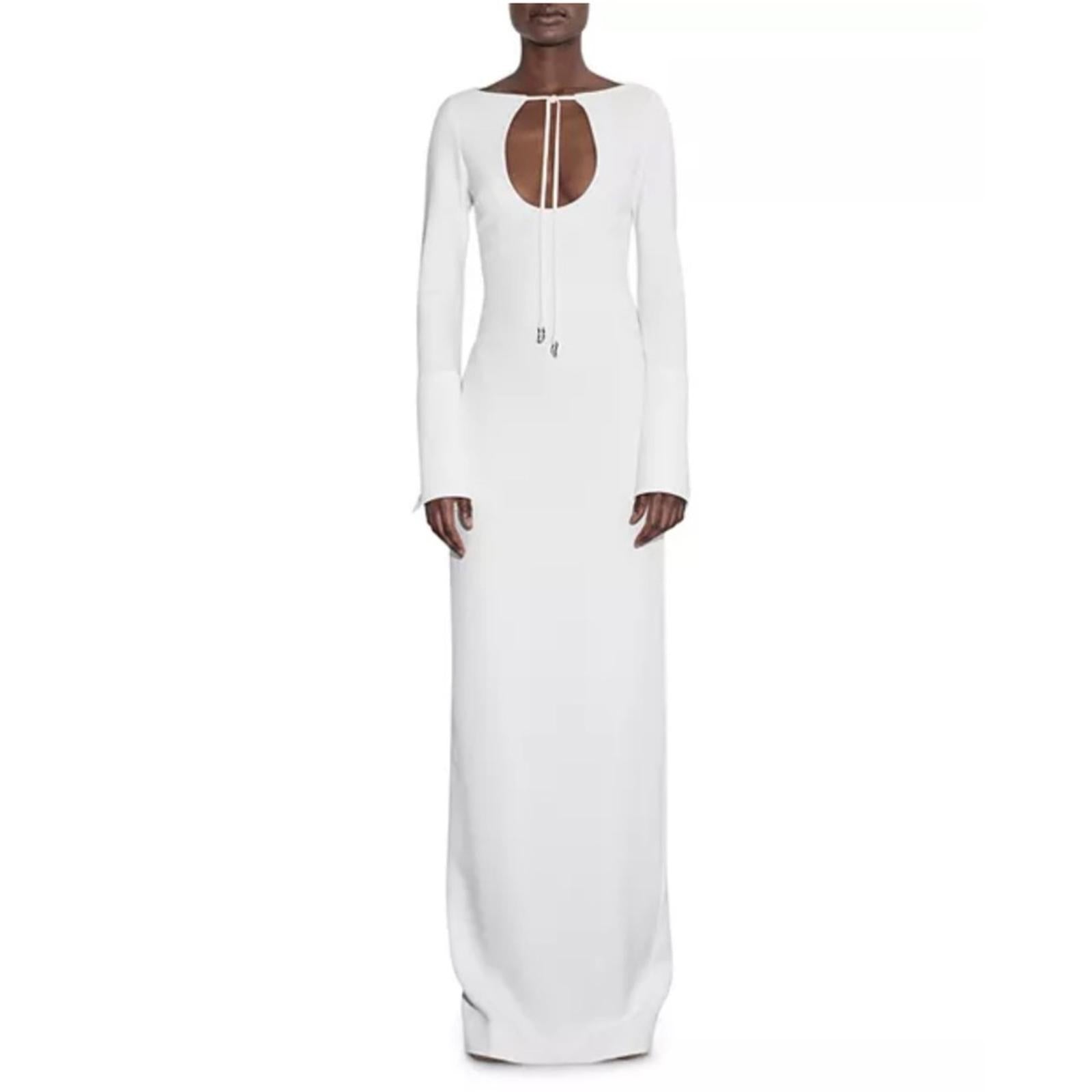 Et Ochs Gabriella Open Neck Gown Long Sleeve Dress in White, NWT, Size 4