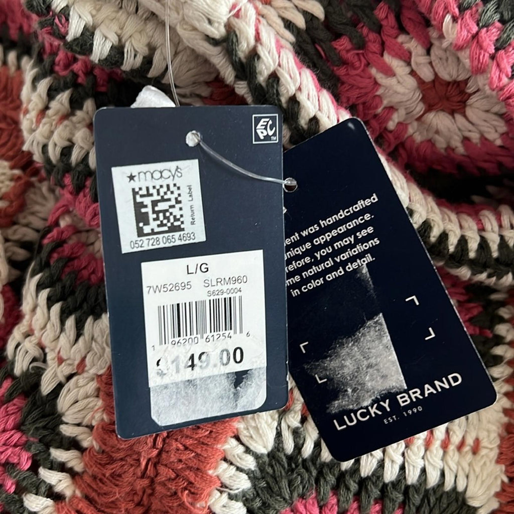 Lucky Brand Geo Crochet Cardigan, NWT, Size L