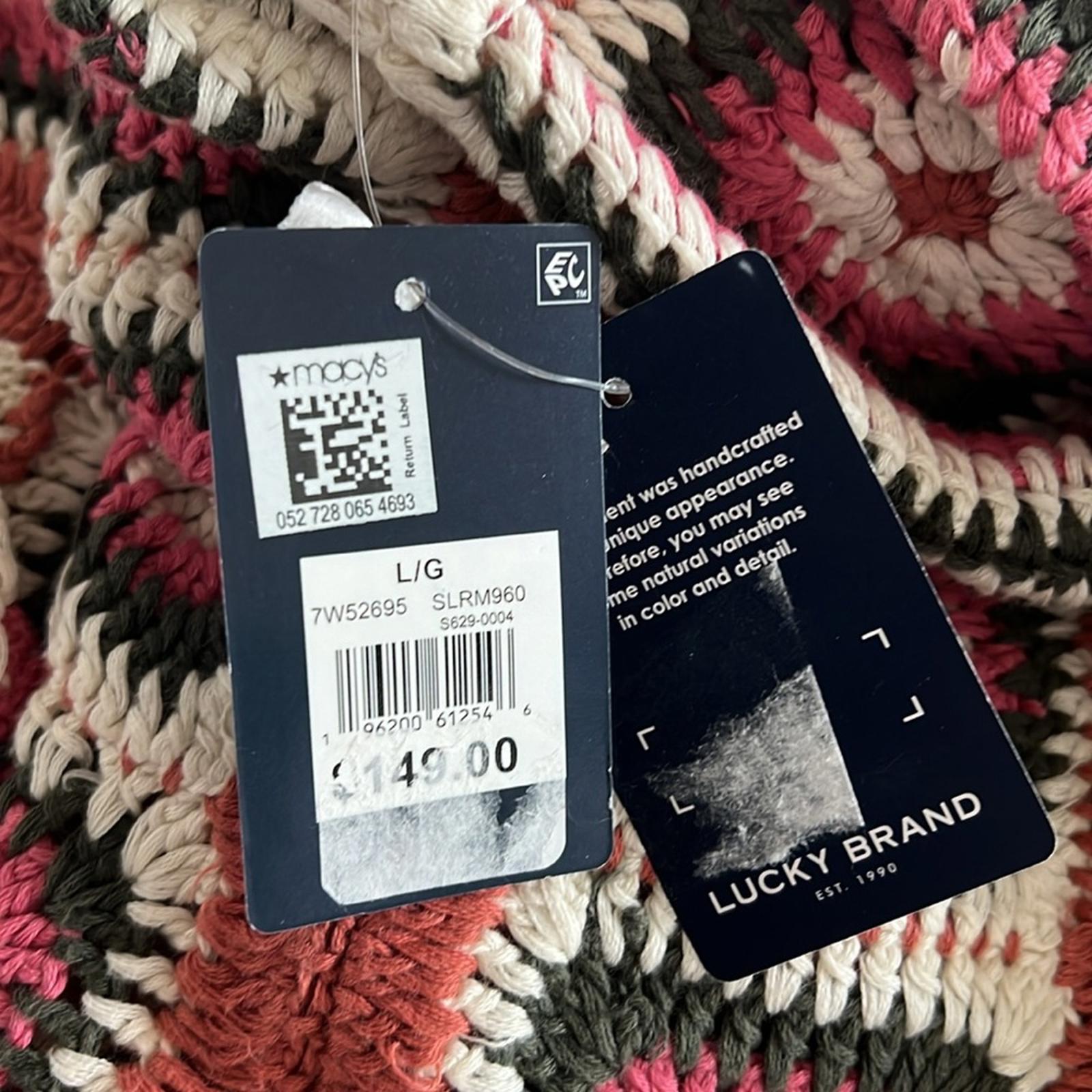 Lucky Brand Geo Crochet Cardigan, NWT, Size L
