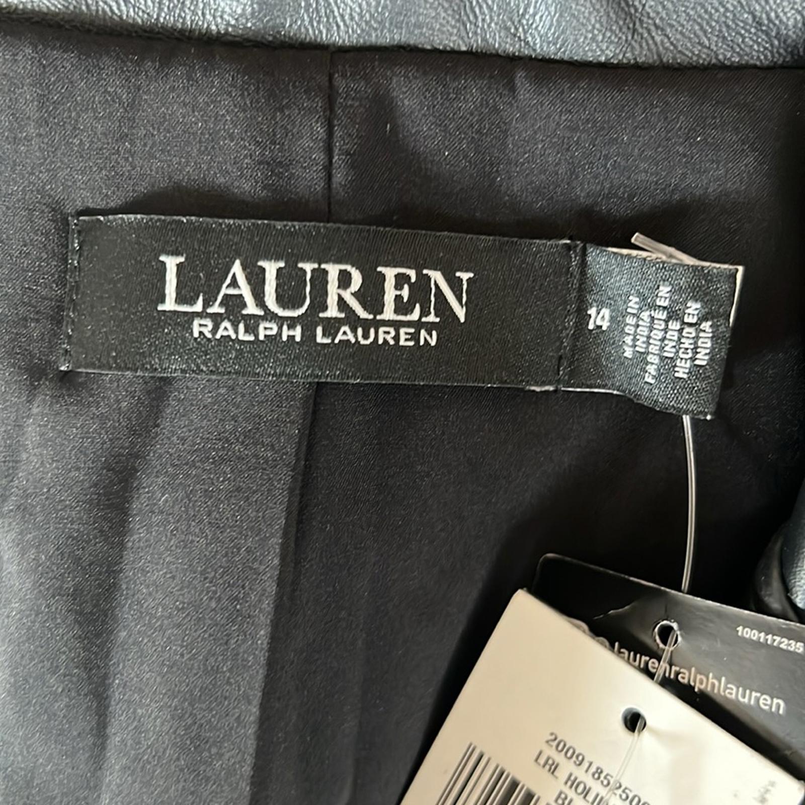 Ralph Lauren Double-Breasted Lambskin Blazer in Black, Size 14 New w/Tag $795