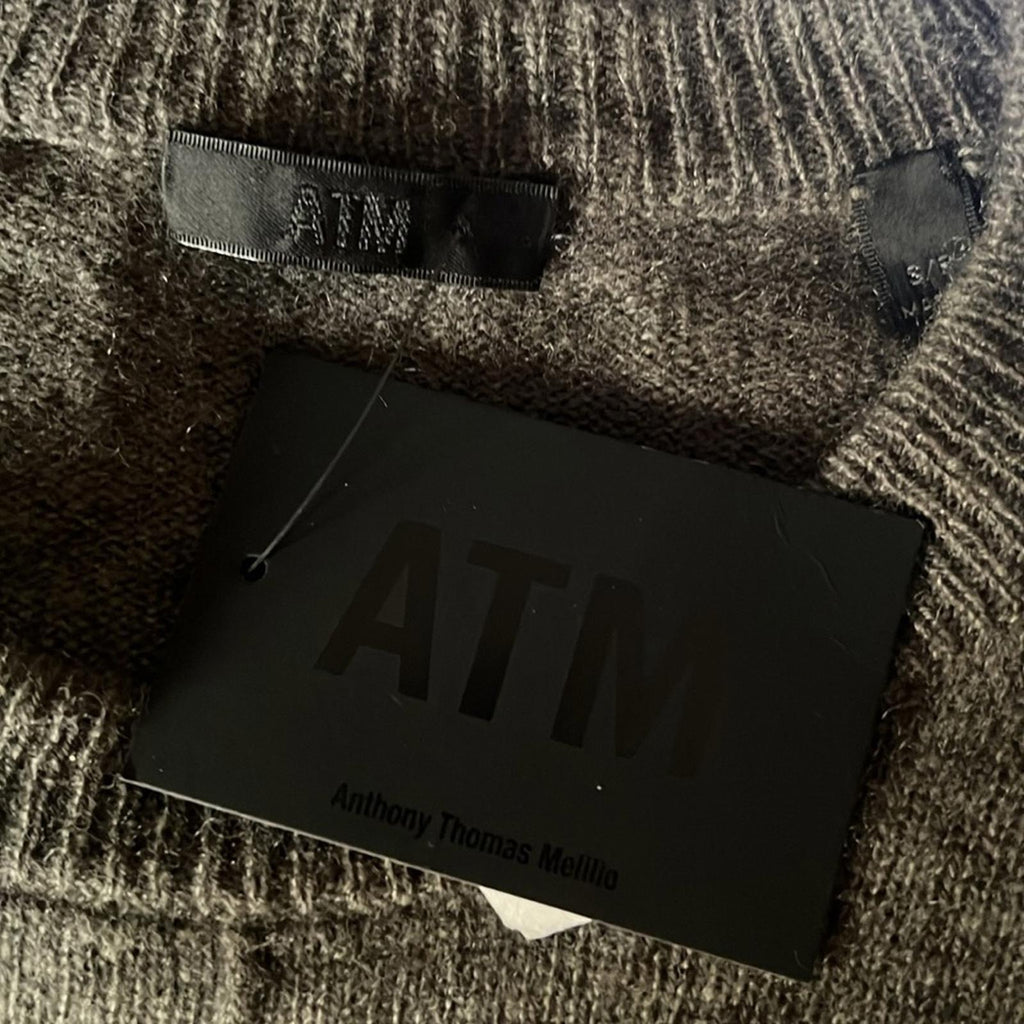 ATM Anthony Thomas Melillo Exposed Seam Cashmere Sweater,Heather Army Size S NWT