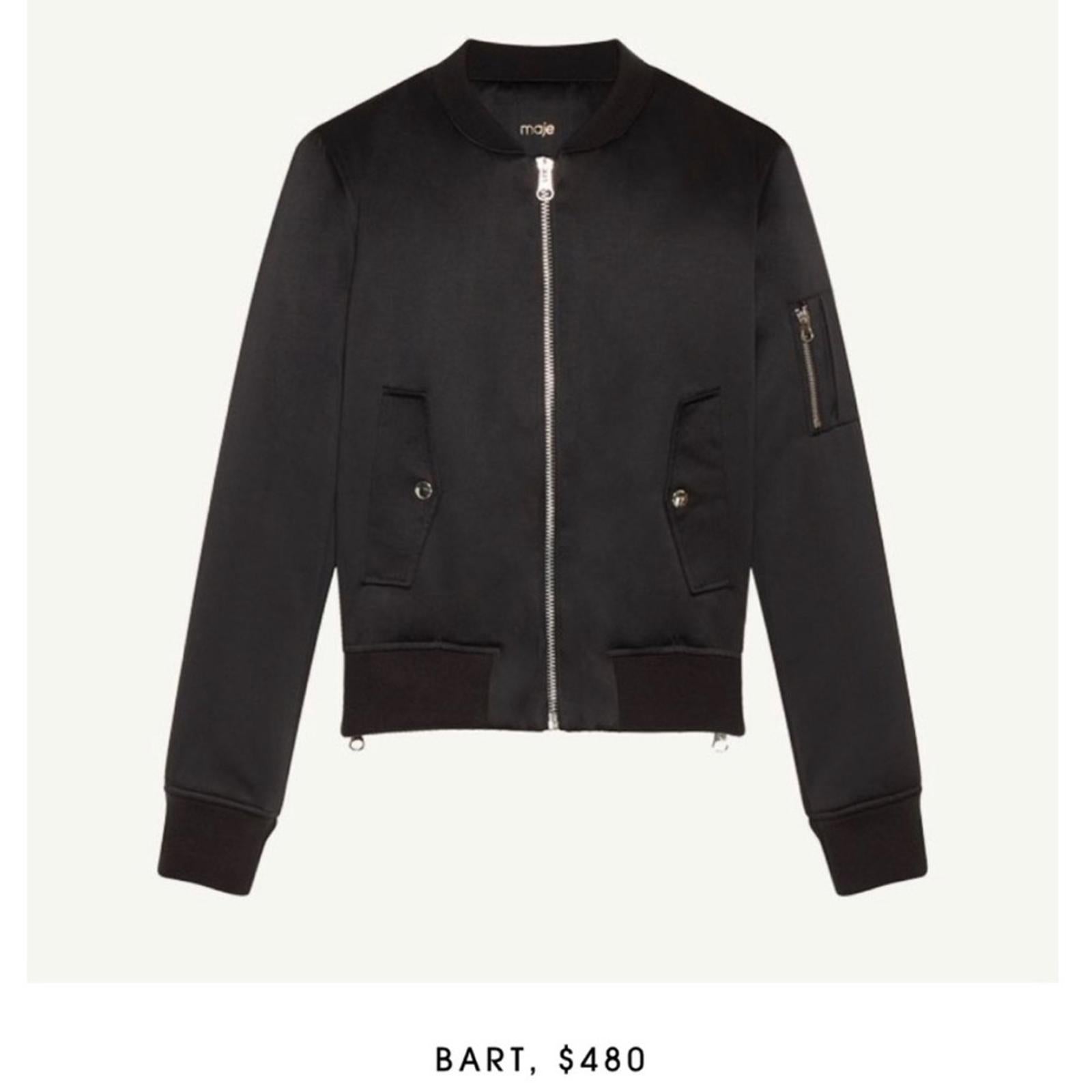 Maje Bart black bomber jacket size EU 40 with knit cuffs