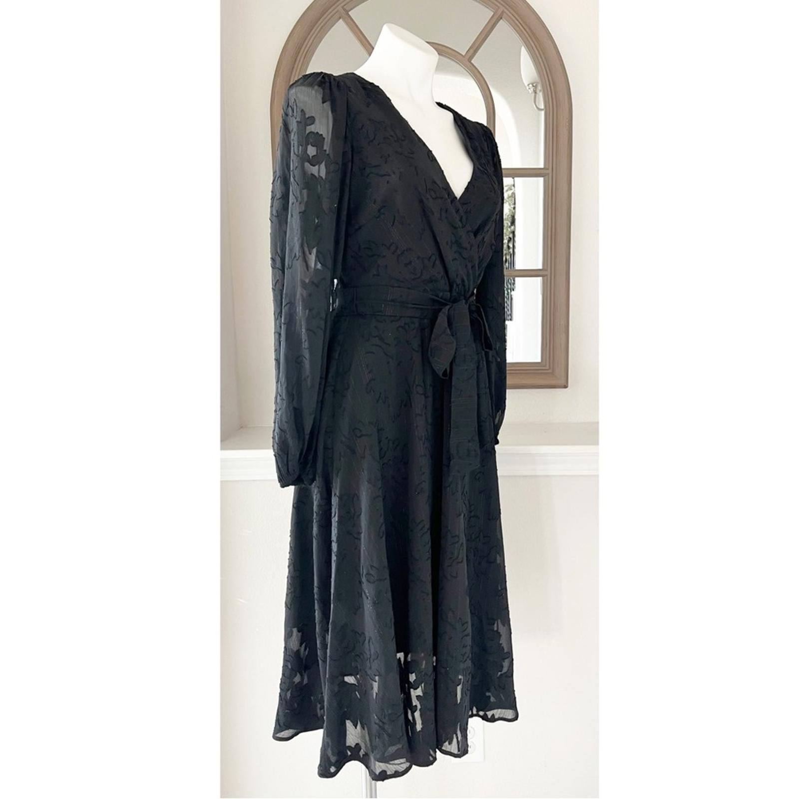 Kensie Fit & Flare Black Dress with Ballon Sleeves, Size 6 New w/Tag $138