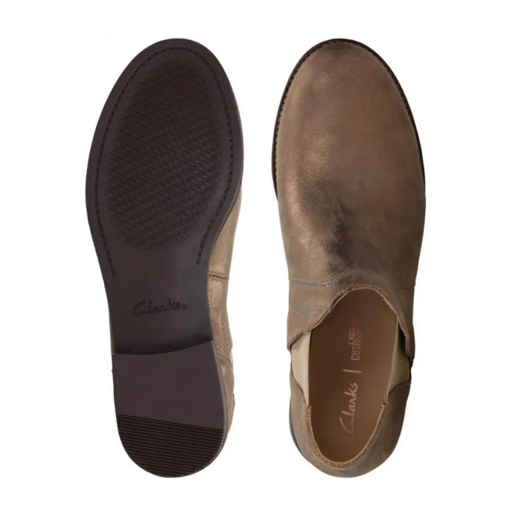 NEW Clarks Demi Beat Bronze Metallic Leather Cushion Ankle Boots UK 3, US 5.5