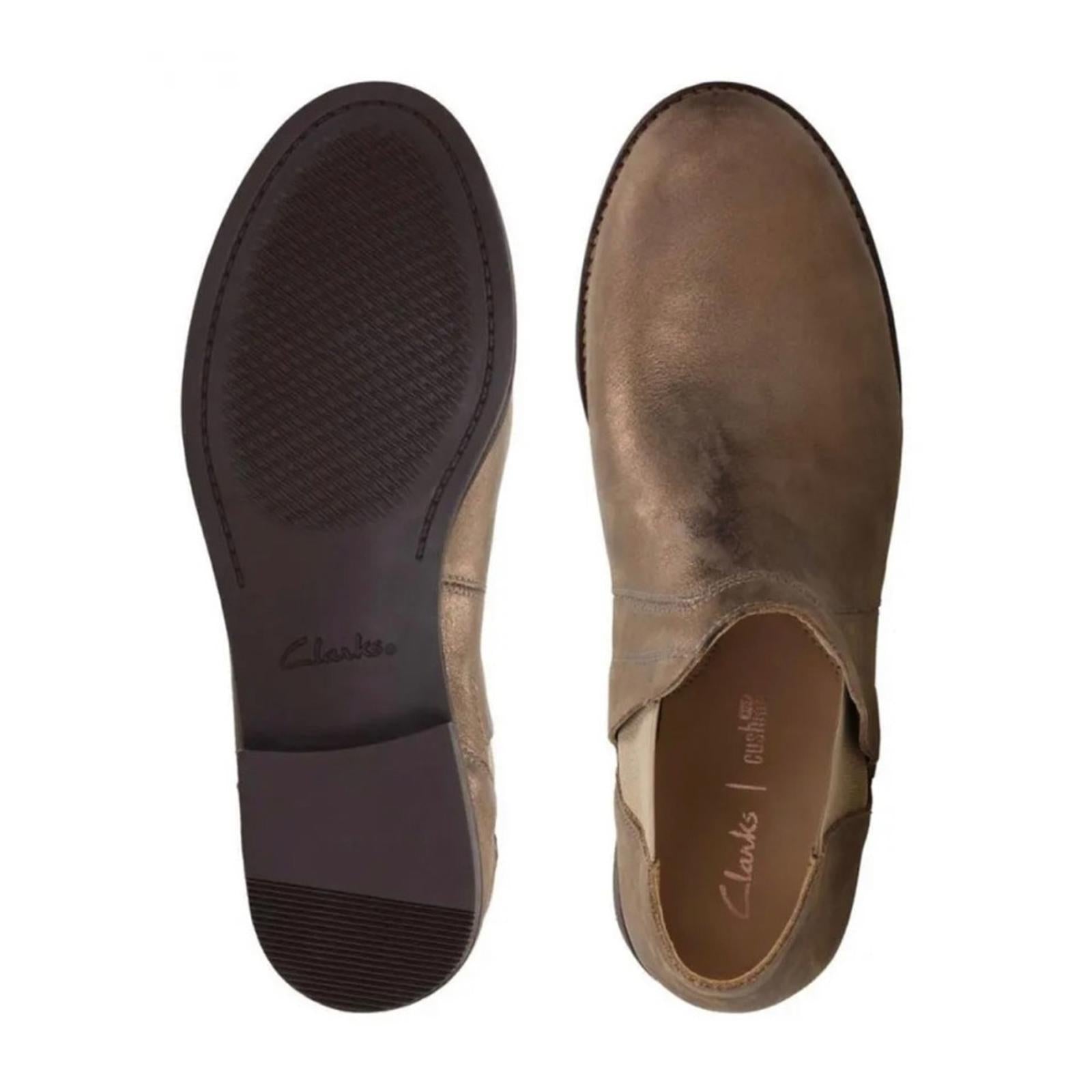 NEW Clarks Demi Beat Bronze Metallic Leather Cushion Ankle Boots UK 3, US 5.5