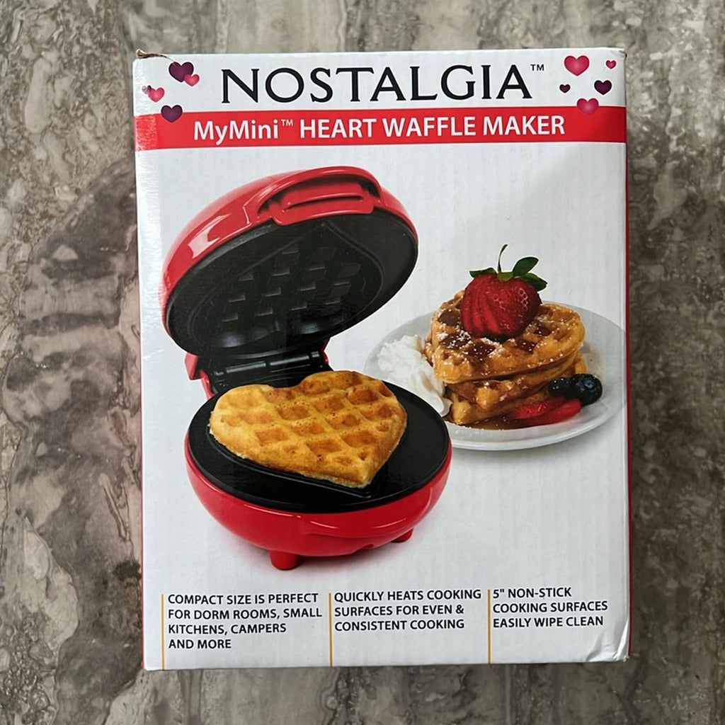 Nostalgia MyMini Heart Waffle Maker, Red New in Box