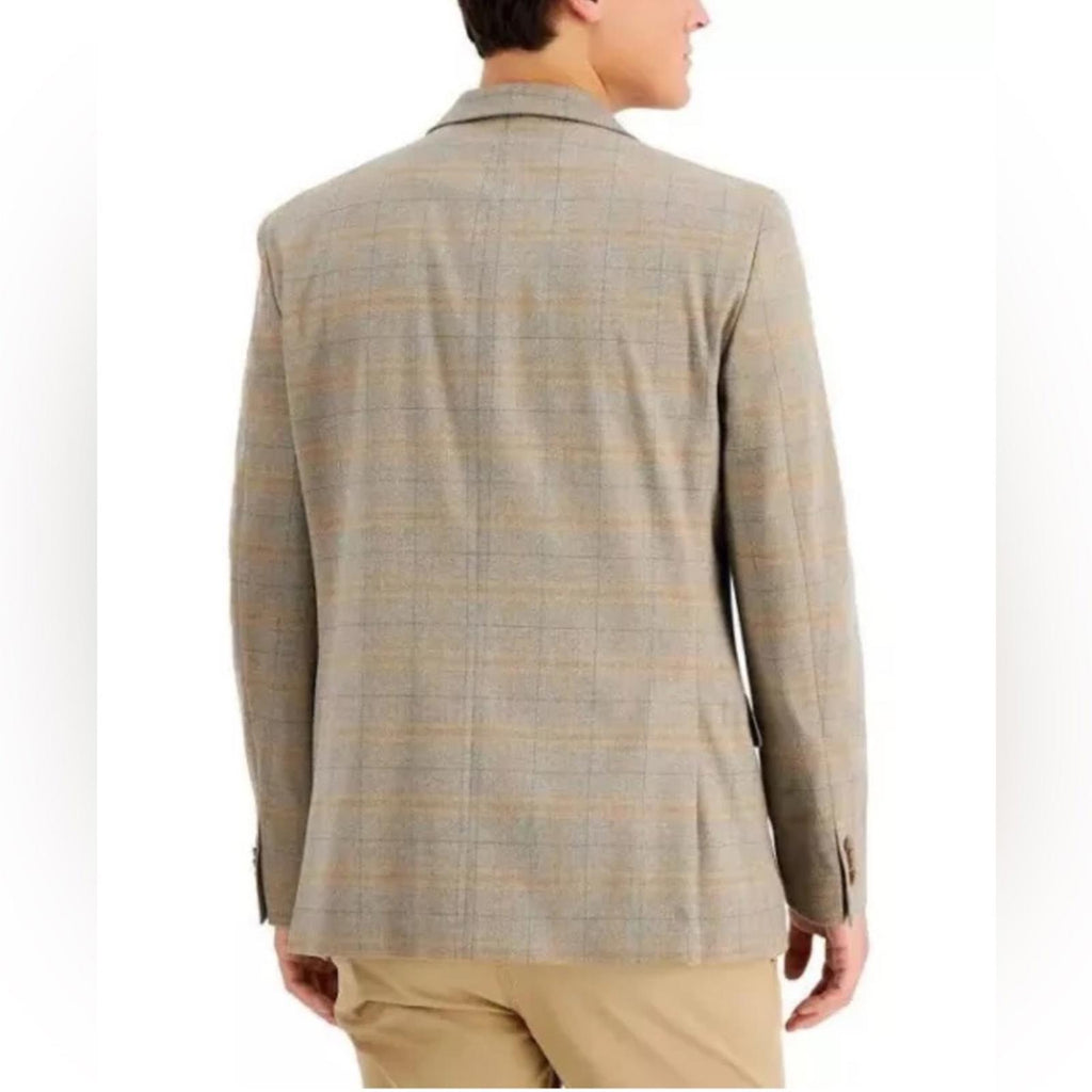 Tommy Hilfiger Conrad Oatmeal Gray Windowpane Plaid Blazer Size 44L NWT $295