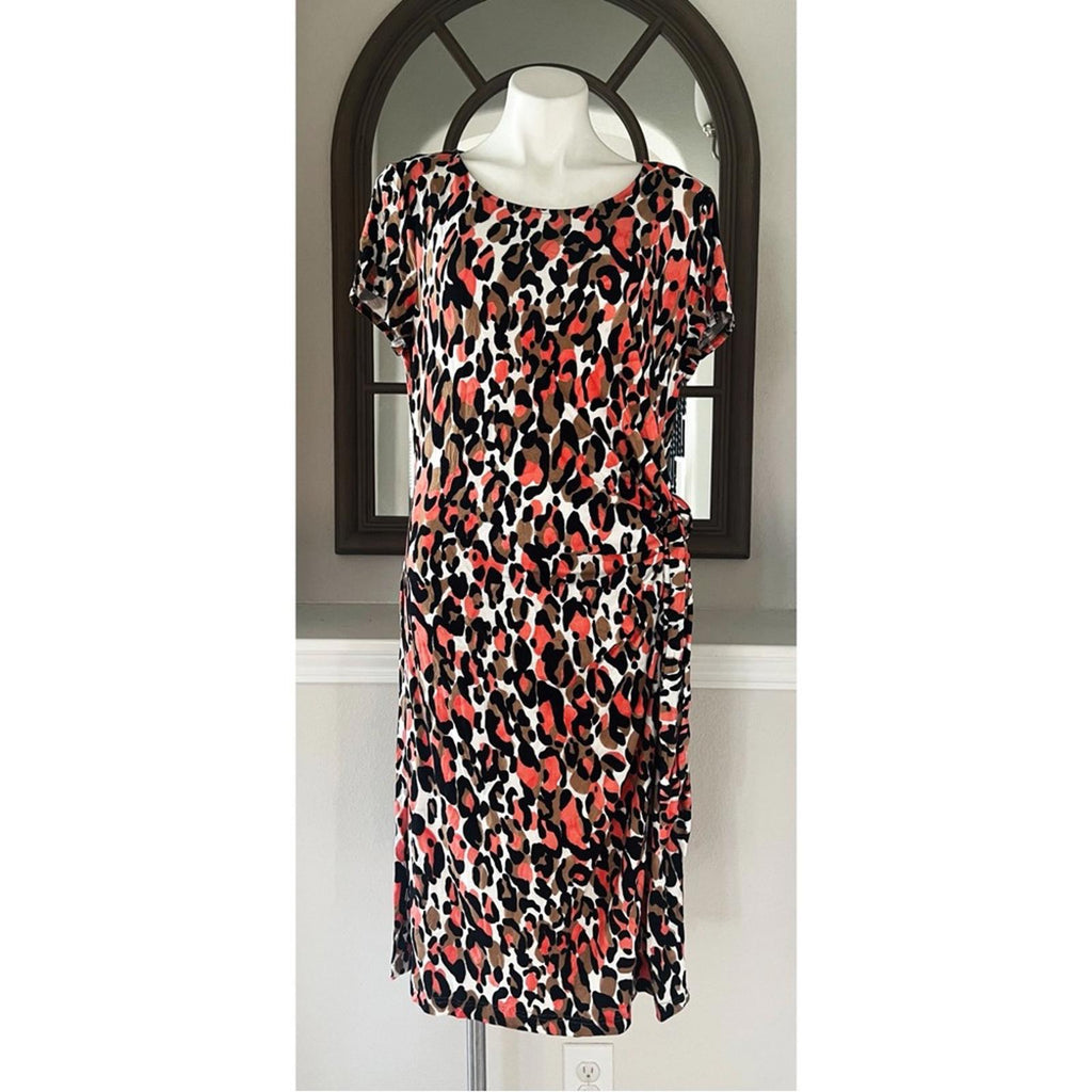 Lafayette 148 New York Animal Print Midi Dress Size XL EXCELLENT!