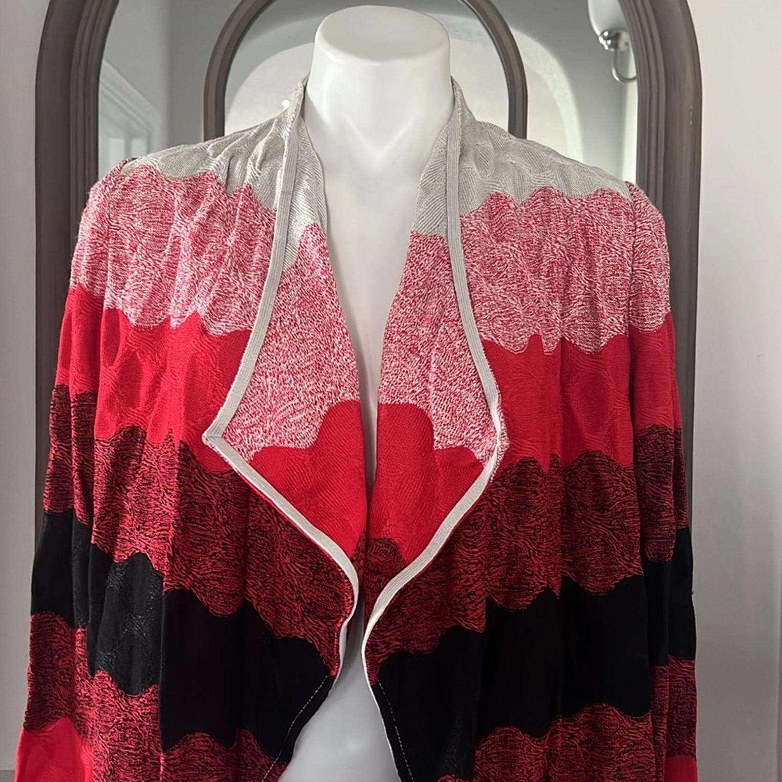 ST. JOHN Red Ombré Cardigan, Caviar / Tikka Red Multi Size S New w/Tag $1195