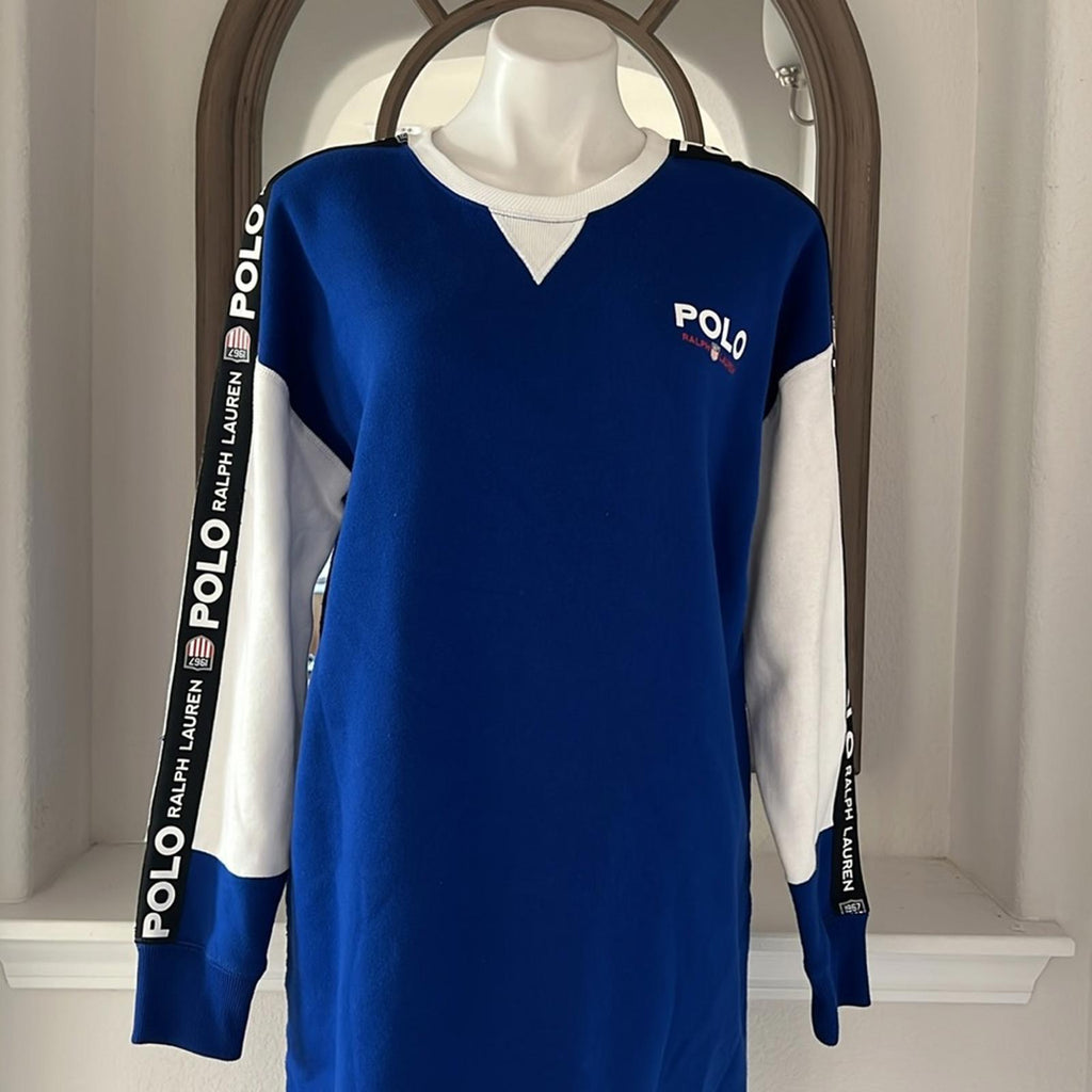 RARE* Polo Ralph Lauren Long Sleeve Rétro Dress in Blue, Size M New w/Tag $348