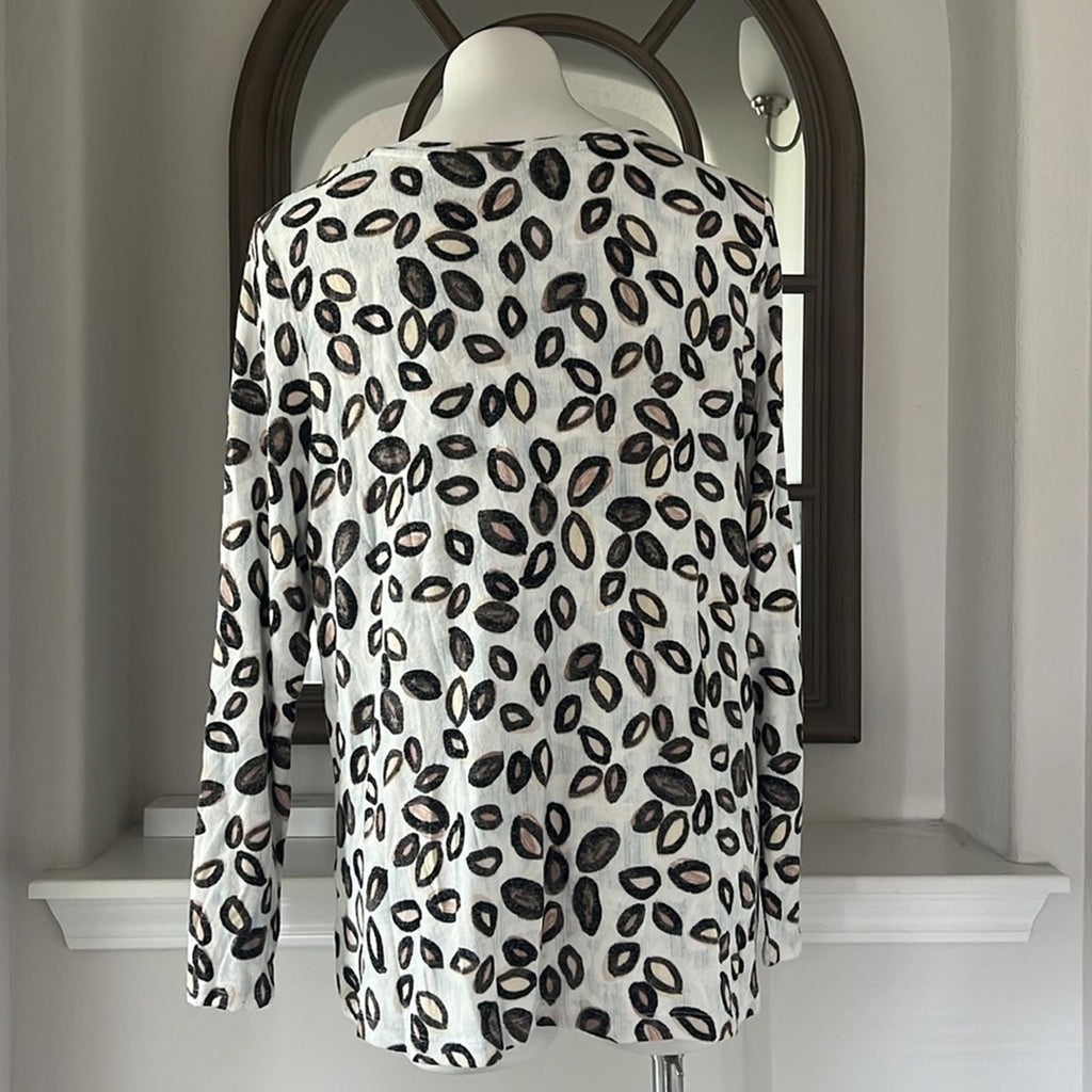 New NIC+ZOE Tossed Neutrals Printed Long Sleeve Tee, Size XL New w/Tag