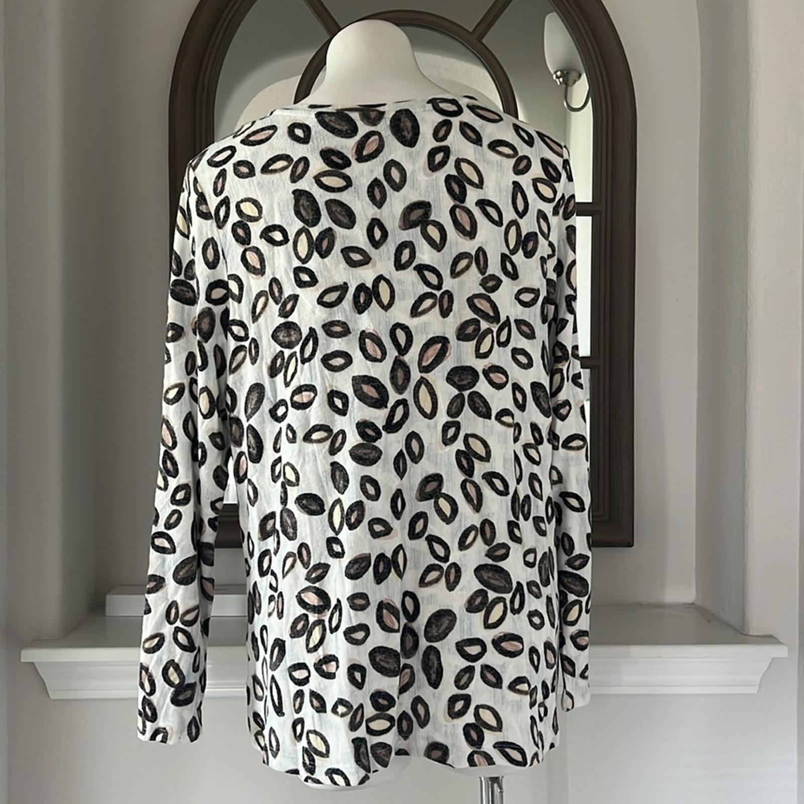 New NIC+ZOE Tossed Neutrals Printed Long Sleeve Tee, Size XL New w/Tag