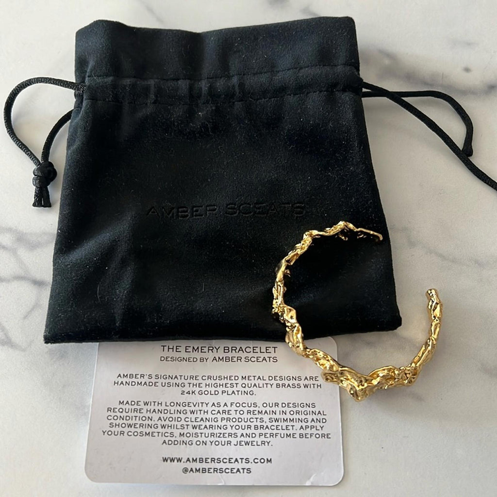 Amber Sceats x Revolve Emery Bracelet 24K Gold-plated, NEW w/Pouch