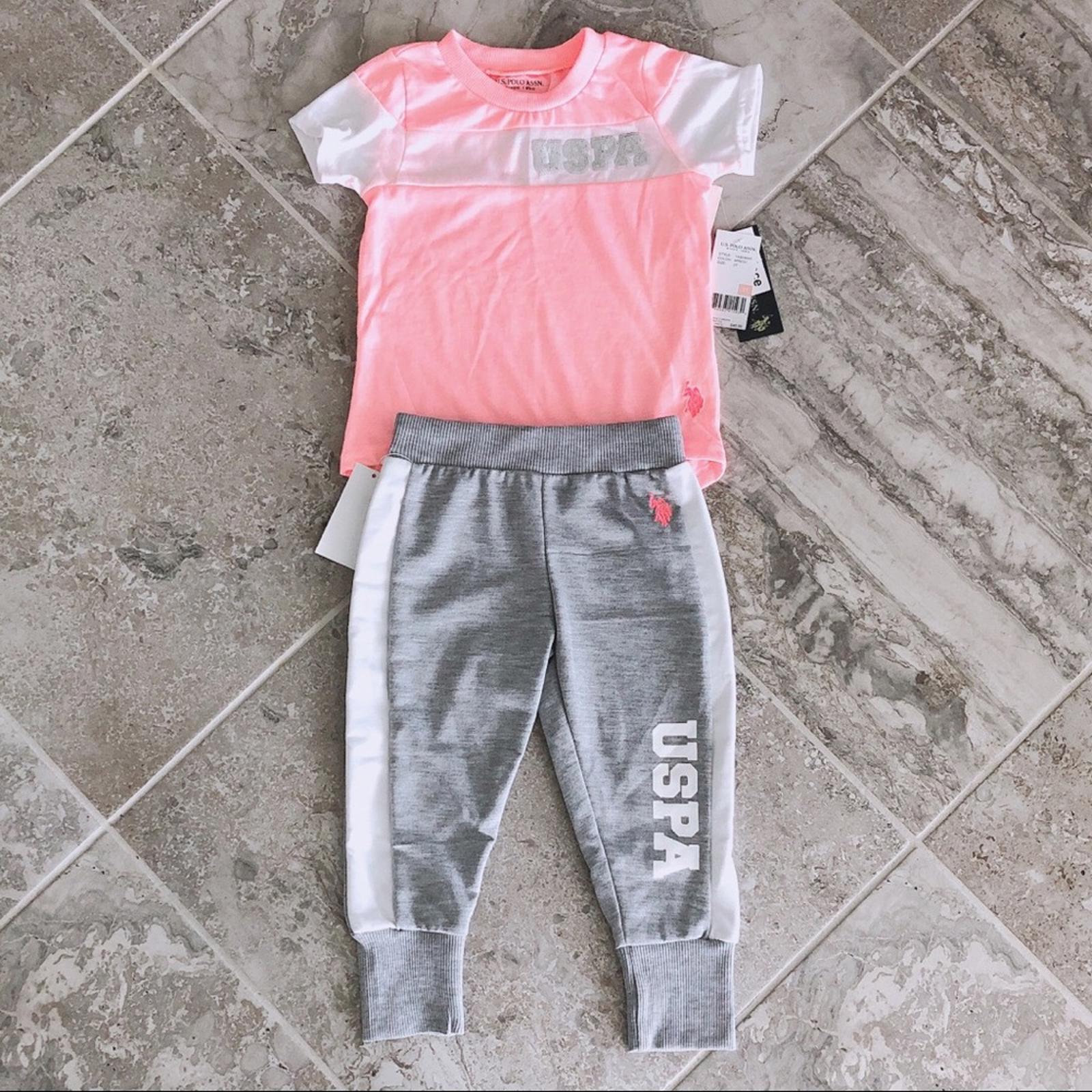 U.S. Polo Assn. 2-Piece Set Top & Pant in Grey/Pink Size 4T New w/Tag
