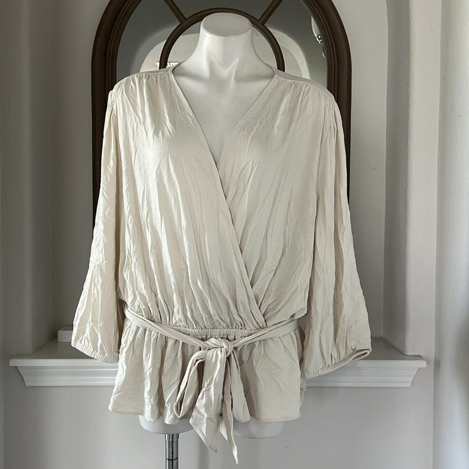 Lauren Ralph Lauren Jersey Peplum Blouse in WinterCream, Size XXL New w/Tag