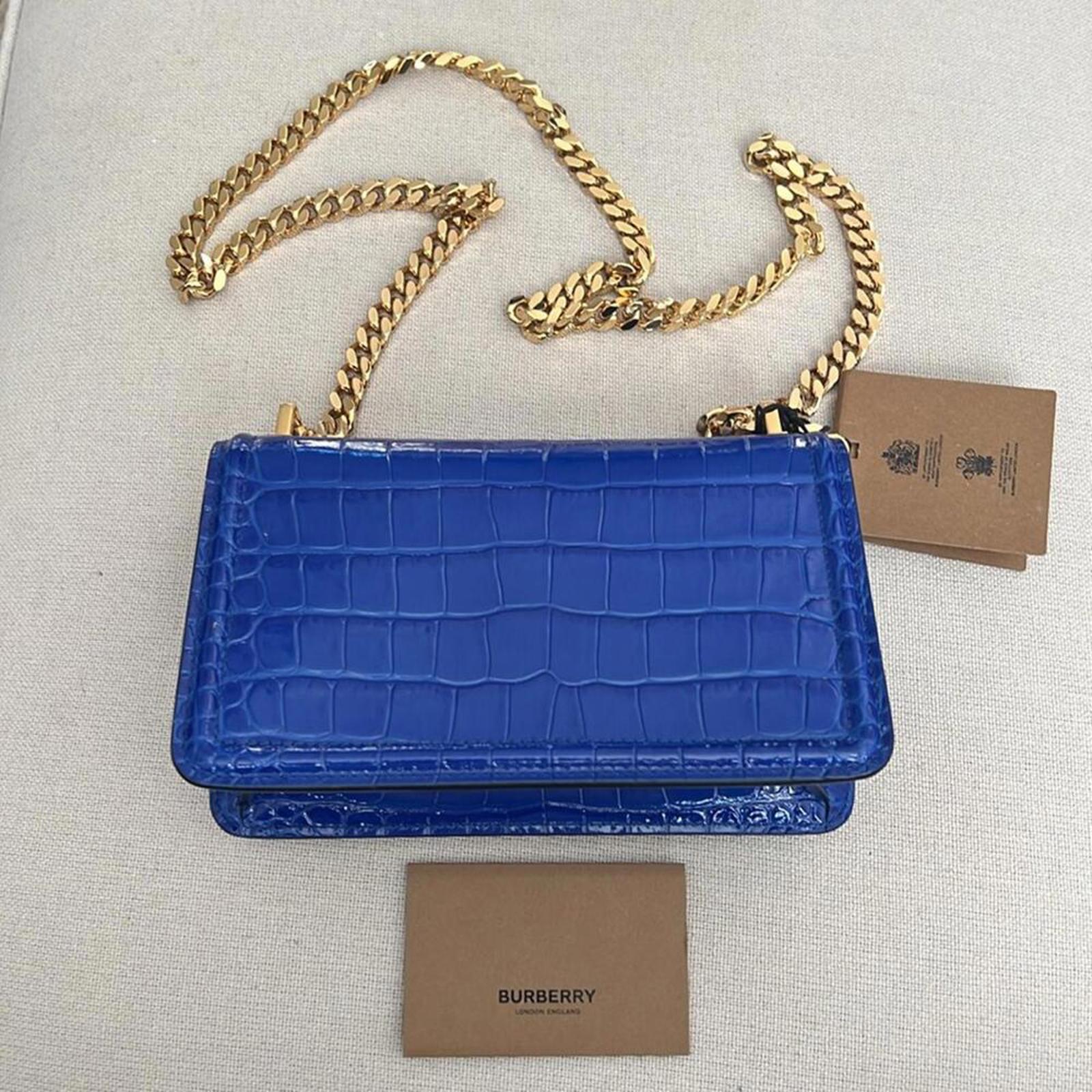 NEW Knight Crocodile-Effect Leather Mini TB Bag w/Chain Strap, +Dust Bag $2,490