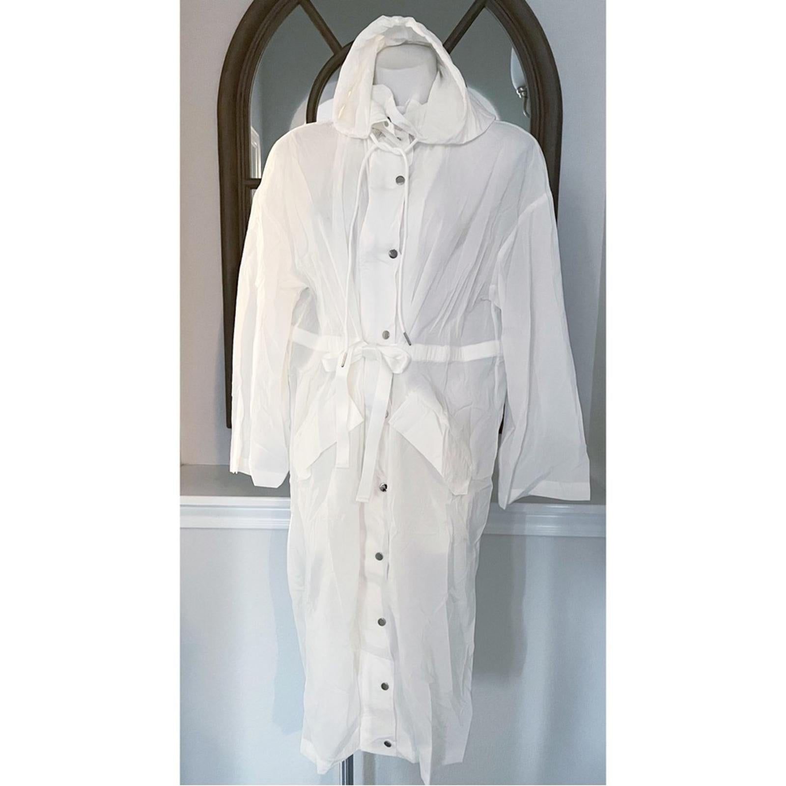 MOTF Lightweight Drawstring Trench Coat in White, Size L New in Packaging
