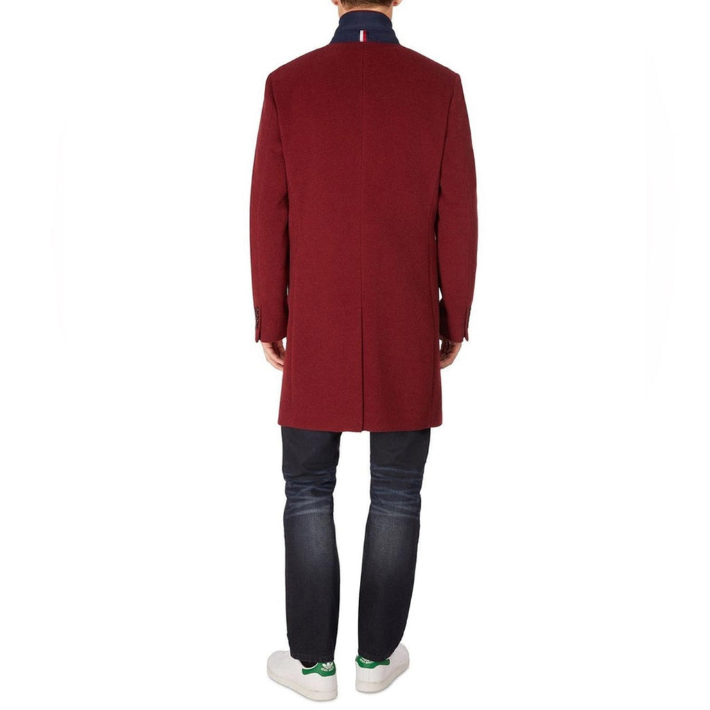 Tommy Hilfiger Addison Wool-Blend Trim Fit Overcoat in Red, Size 44 Short