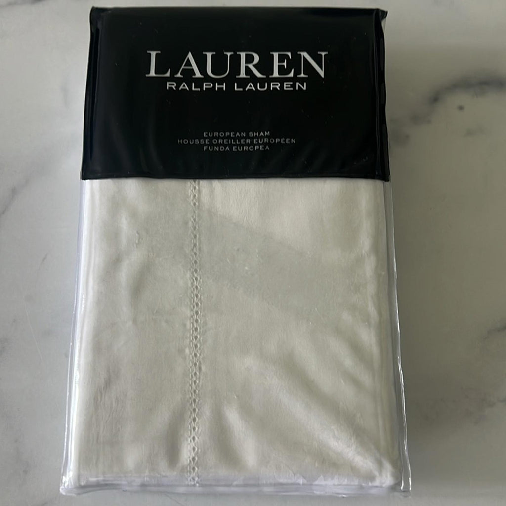 Lauren Ralph Lauren Mya Jacquard Weave Cotton Euro Sham in White, NWT $170