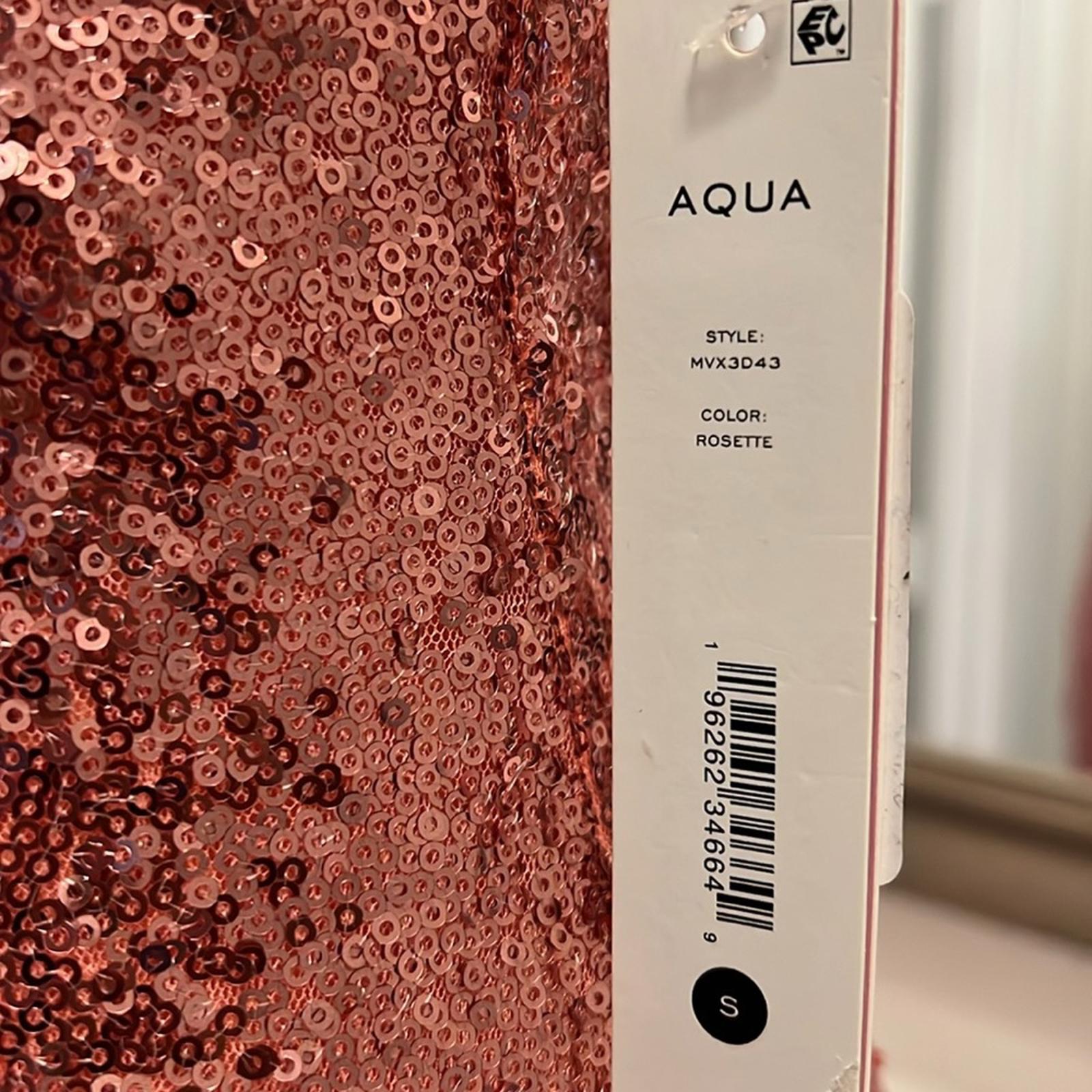 Bloomingdale’s Aqua Asymmetrical Sequined Dress, One Shoulder in Pink Size S NWT