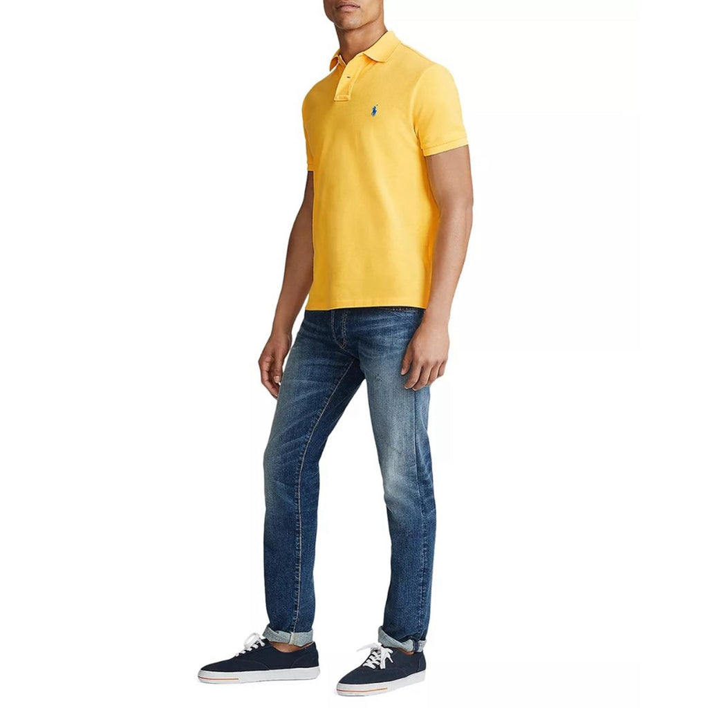 Polo Ralph Lauren Mesh Polo Shirt, Custom Slim Fit in Yellow Size S New w/Tag