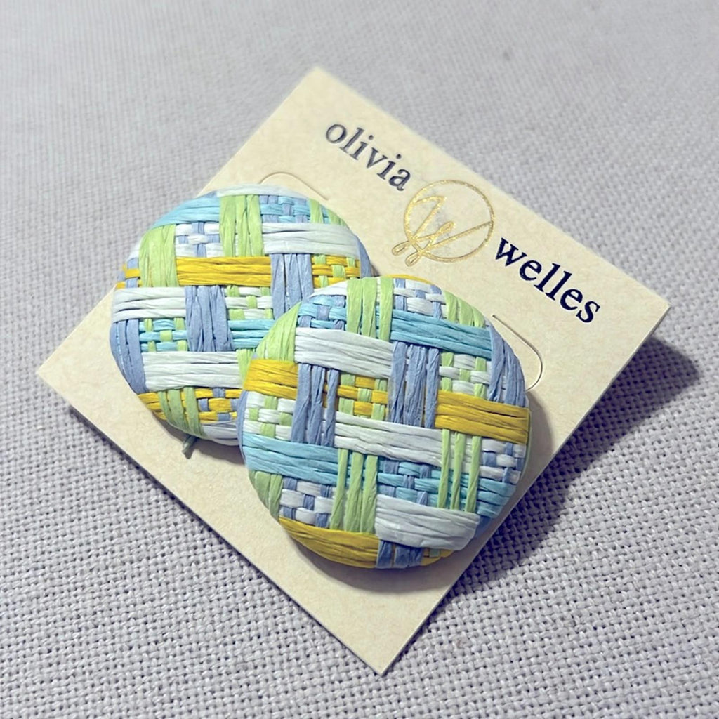 Olivia Welles Woven Round Button Stud Earrings, New with Tag