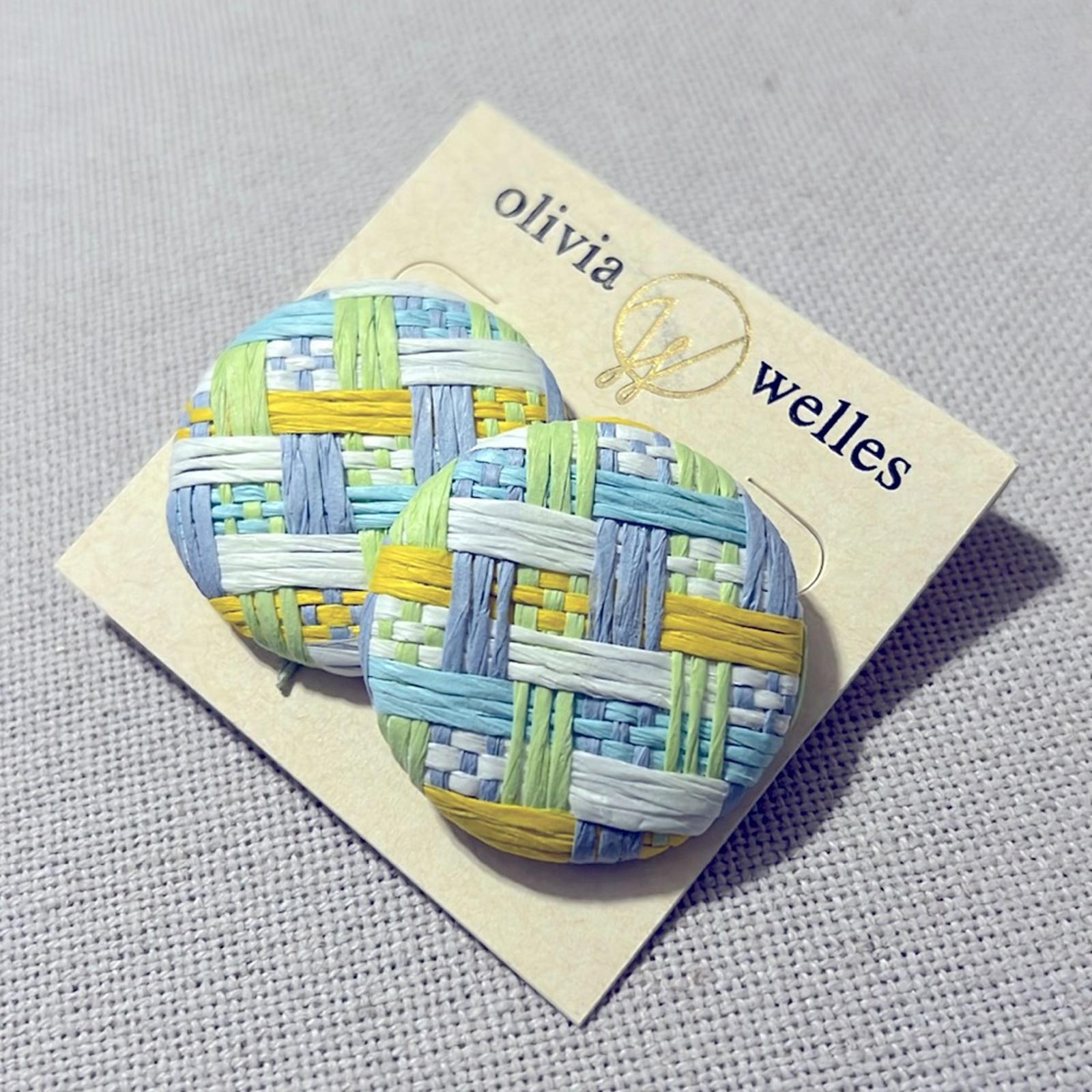 Olivia Welles Woven Round Button Stud Earrings, New with Tag