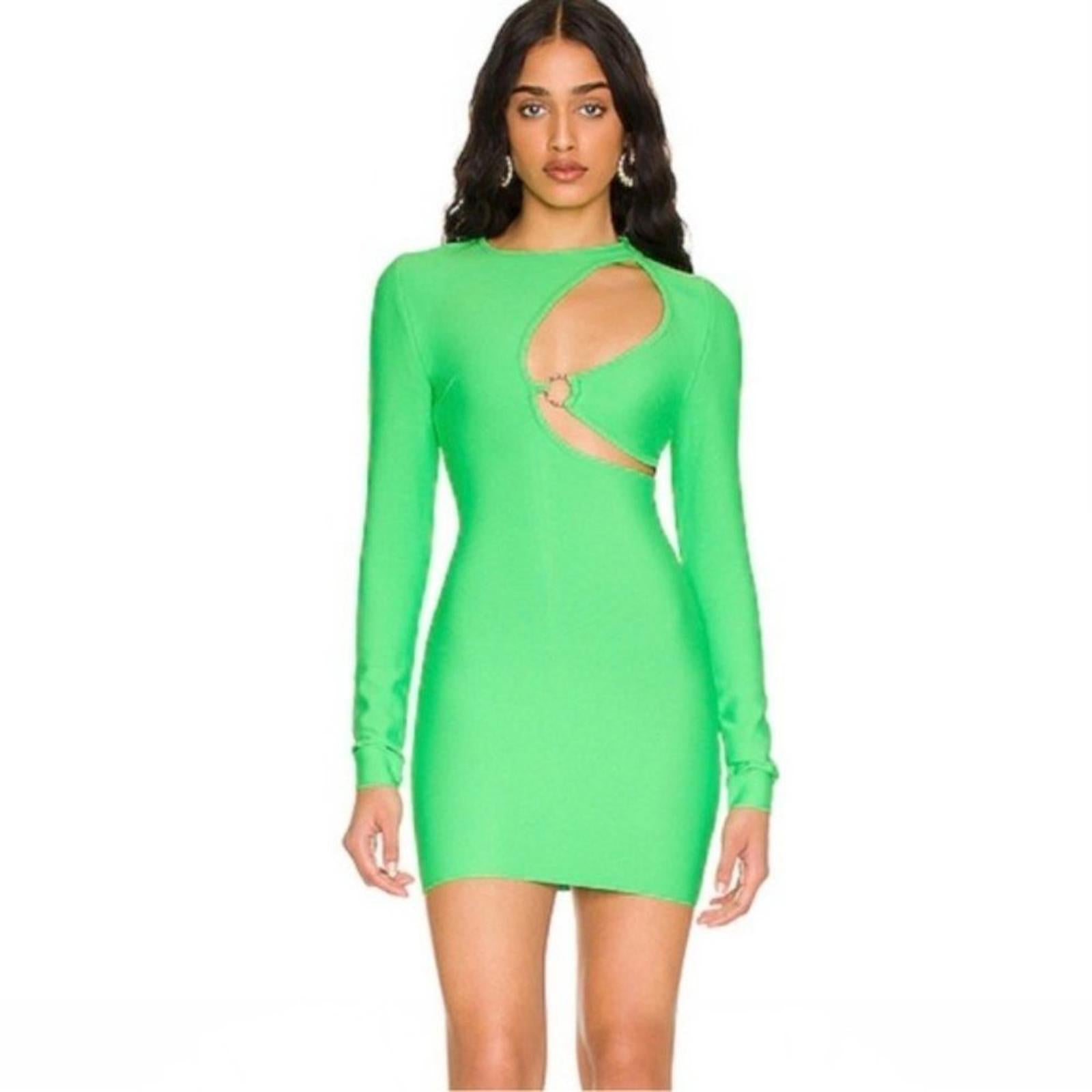 NWT Superdown REVOLVE Sasha Bandage Mini Dress in Bright Green Size XXS