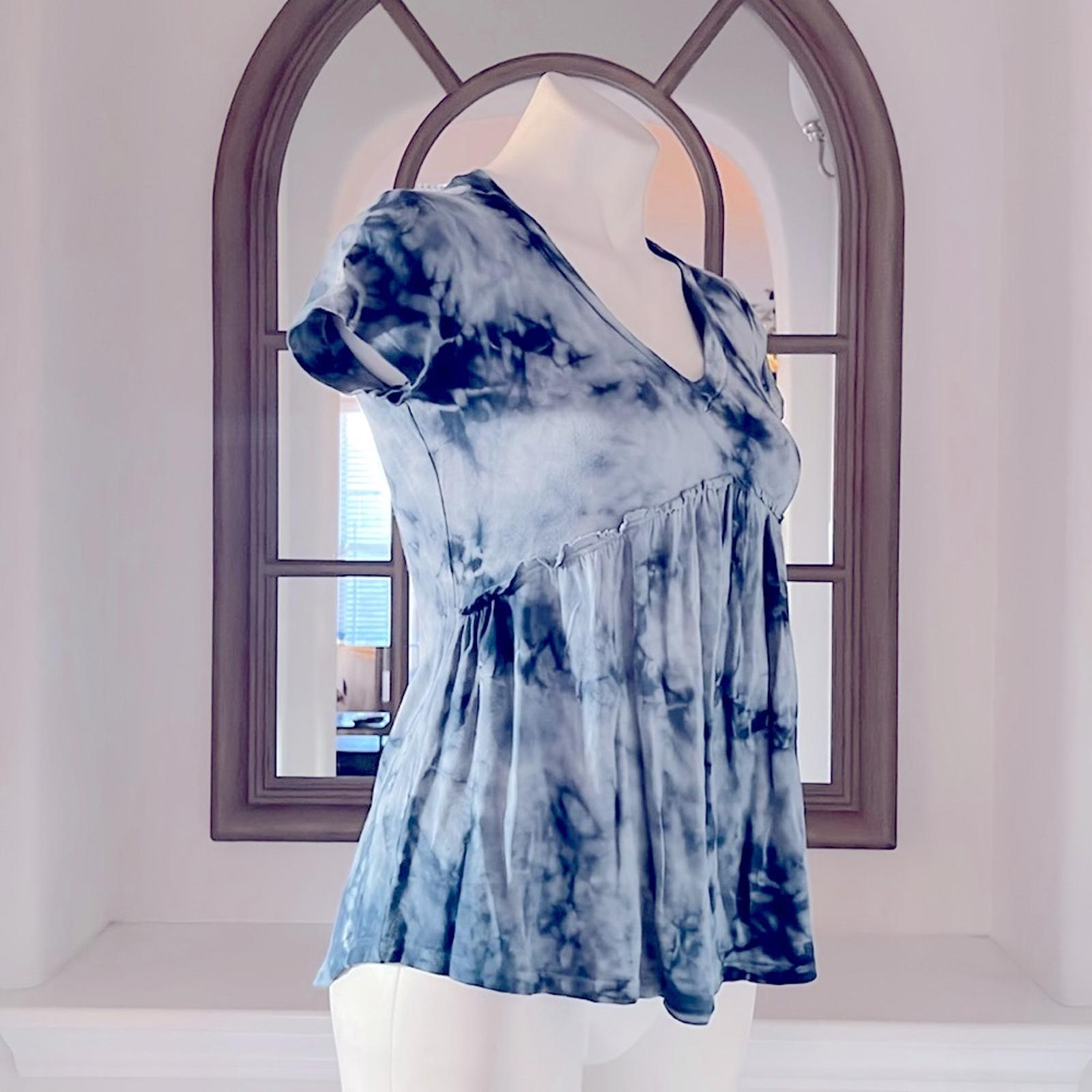 Baea Babydoll Tie-Dye Peplum V-Neck Top, Size XS New w/Tag $88