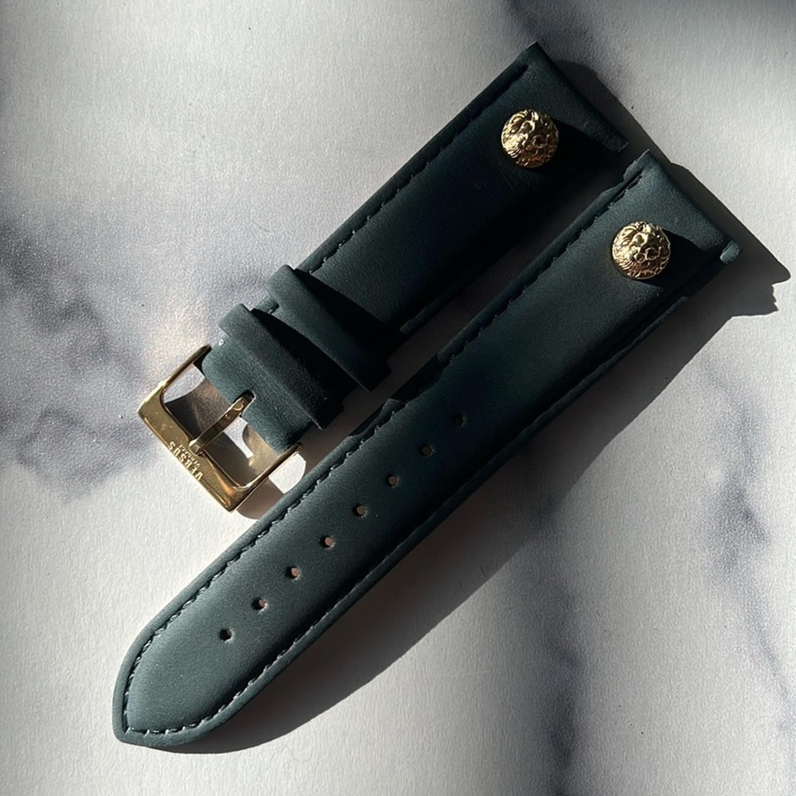 Versace Medusa 22MM Leather Watch Band in Green, NEW without Box