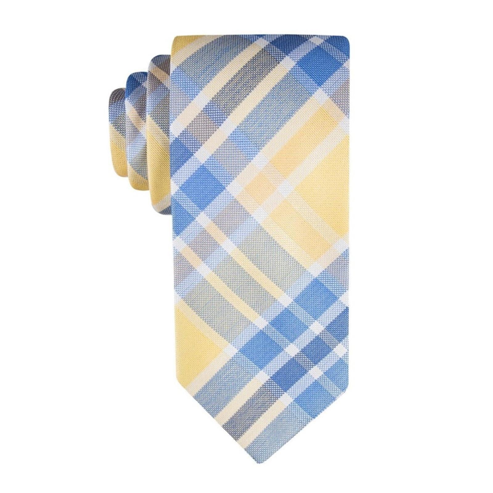 Tommy Hilfiger Festive Plaid Tie in Blue/Yellow, One Size, NWT