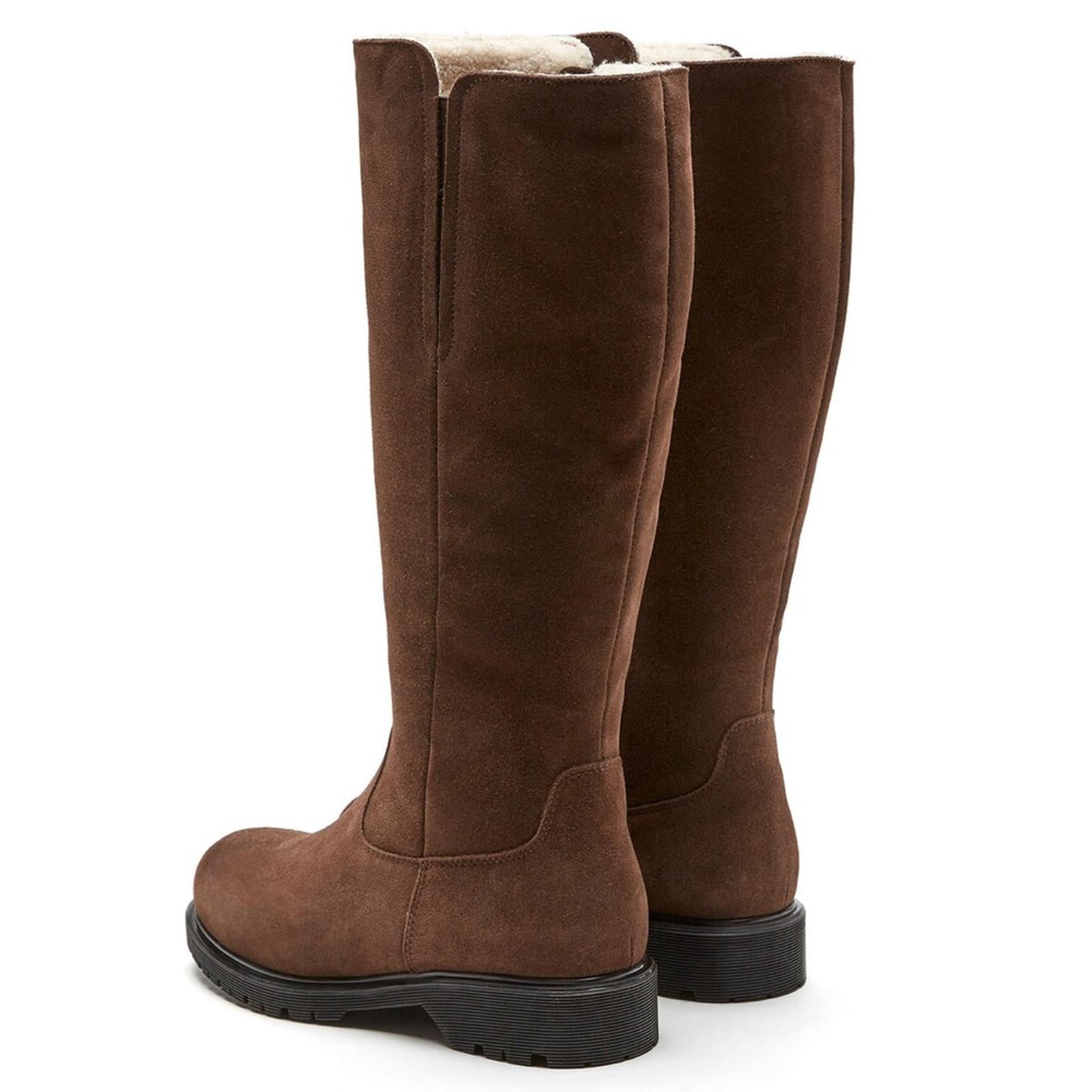 La Canadienne Helene Shearling-Lined Suede Boots in Brown, NWT, Size 11