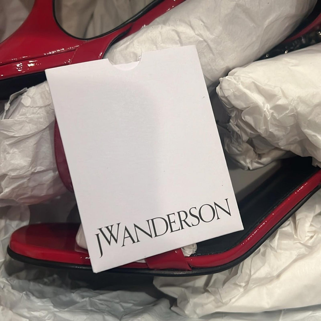 JW Anderson Chain Ankle Strap High Heel Sandals in Red, Size 37.5 New in Box