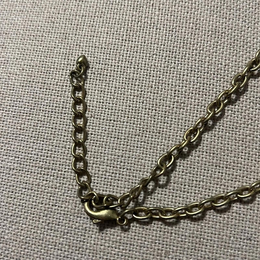 Gold-Tone Chain with Blue Rhinestones Necklace, Pristine Condition