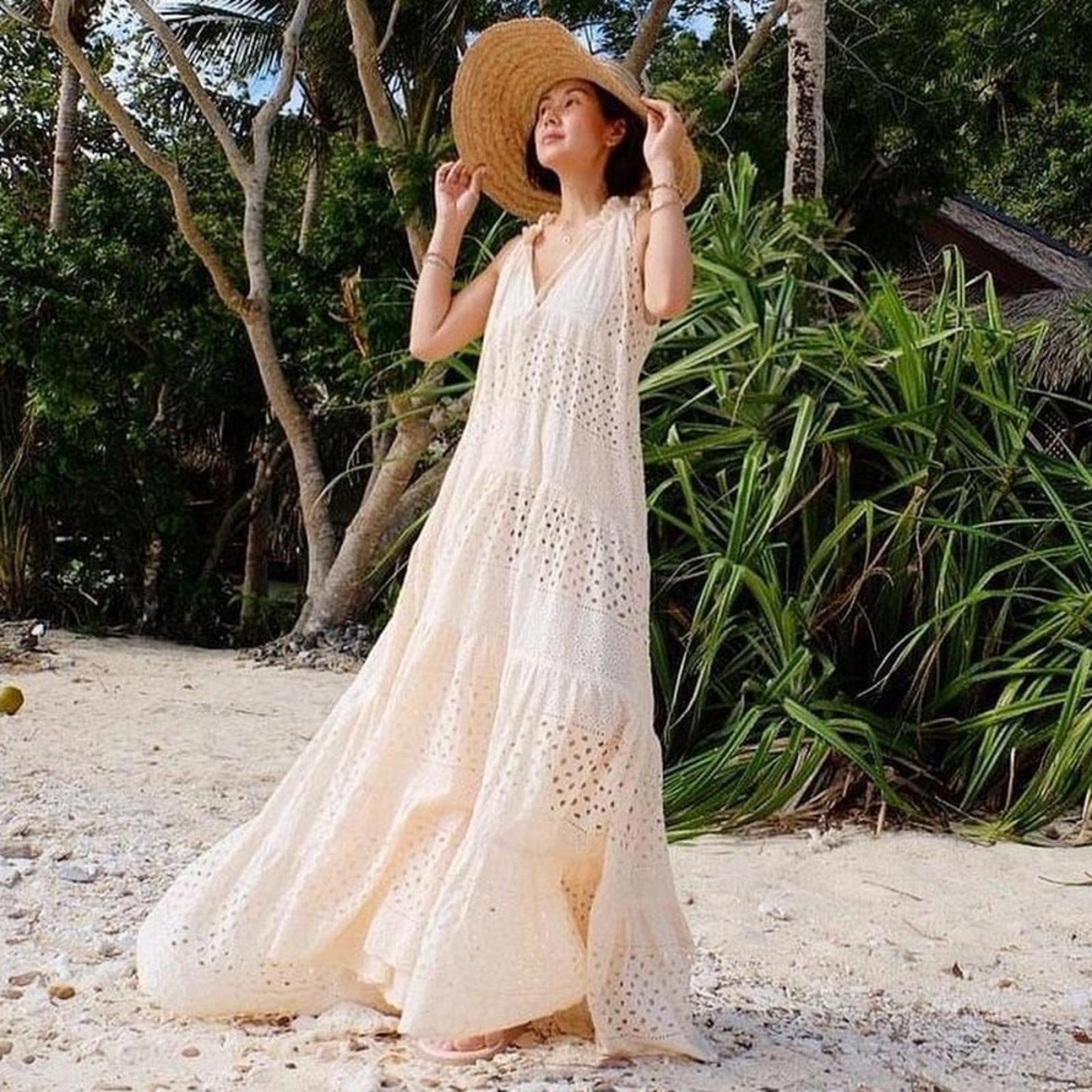 Charina Sarte Persephone Maxi Dress in Blush, Size L, New w/Tag