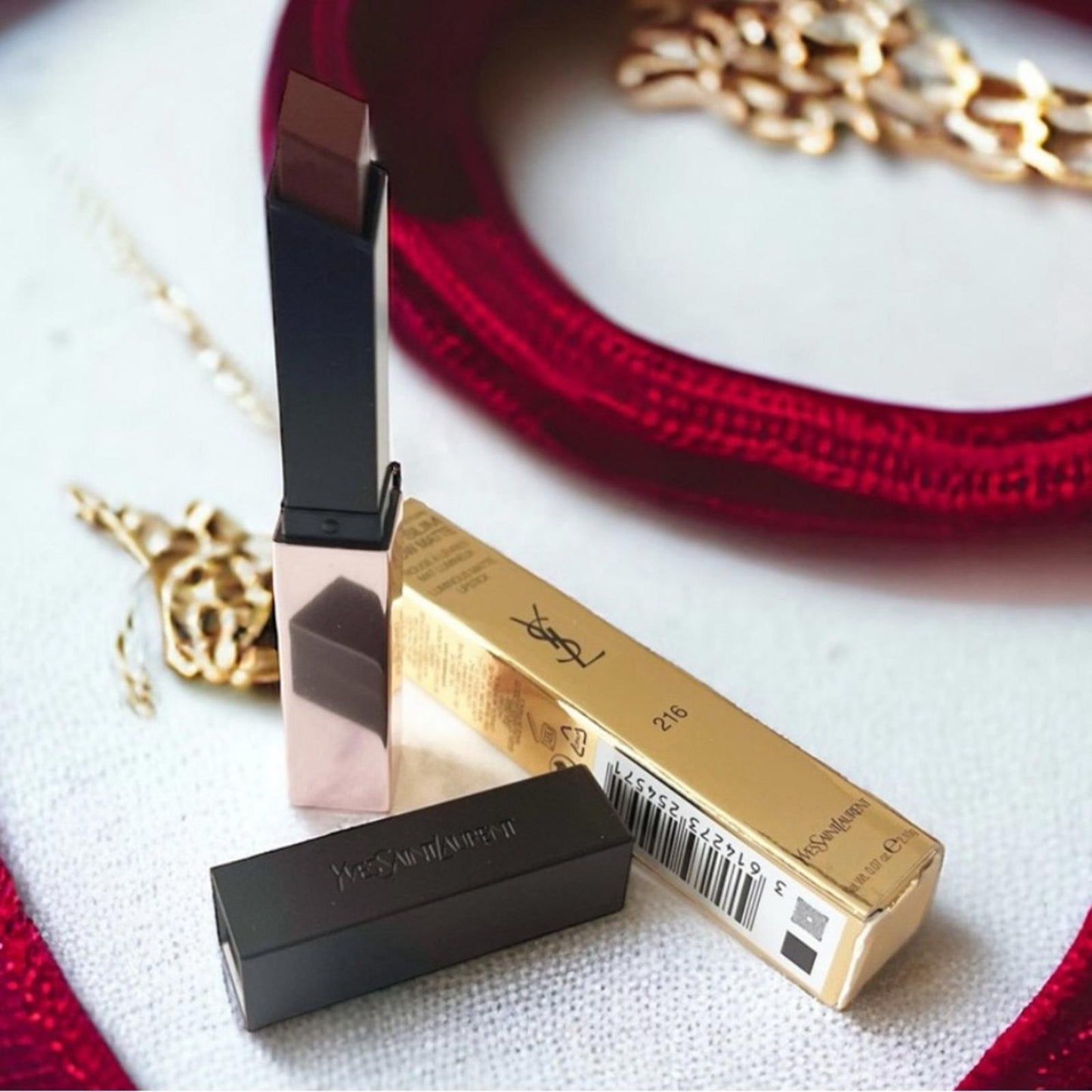YSL Beauté The Slim Glow Luminous Matte Lipstick, Shade #216 NEW