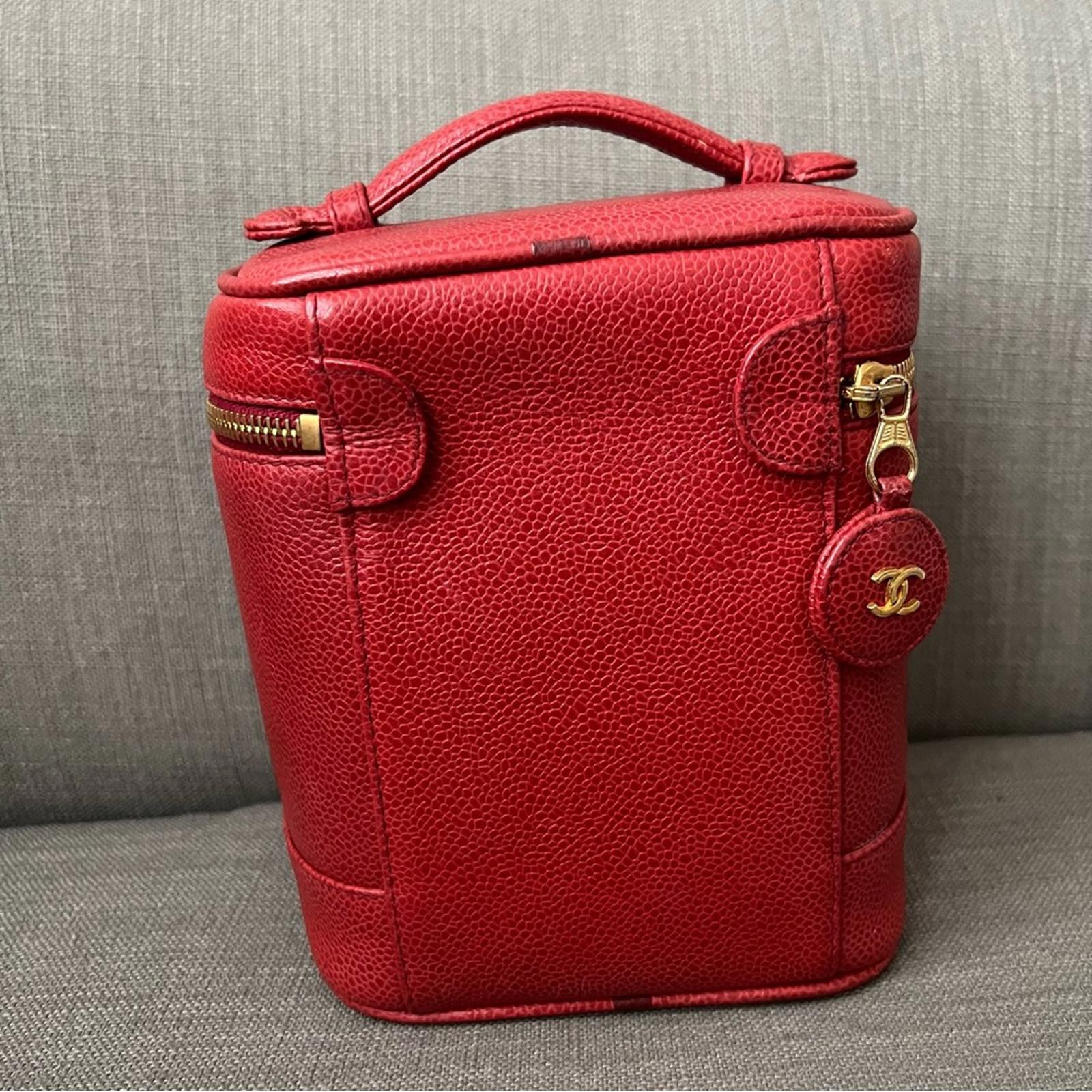 Chanel Timeless Vanity Case, Red Caviar Leather Bag