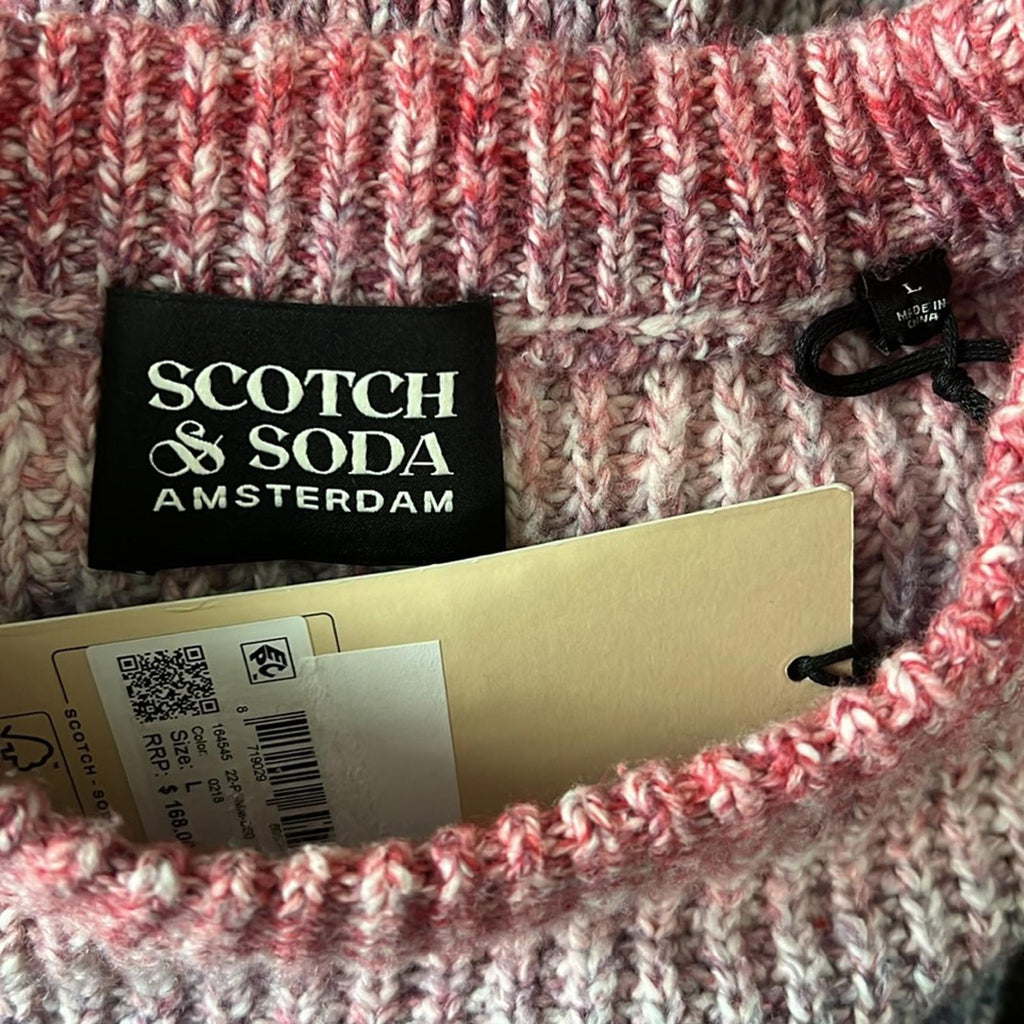 Scotch & Soda Gradient Cotton-Blend Crewneck Sweater in Blue Combo Size L NWT