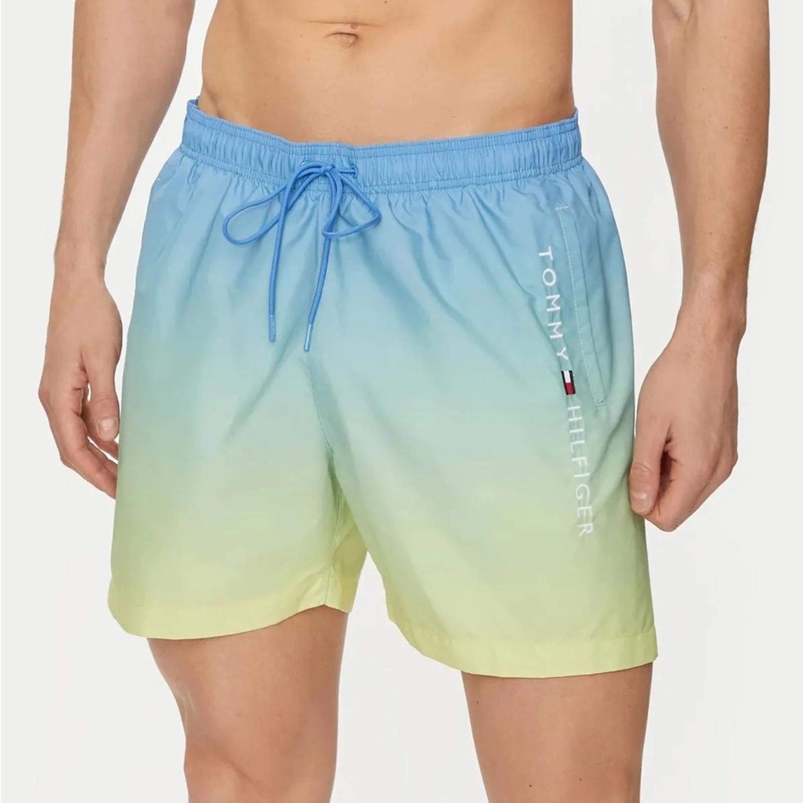 Tommy Hilfiger Ombre Classic Swim Shorts in Blue/Green/Yellow, Quick-Dry NWT XXL
