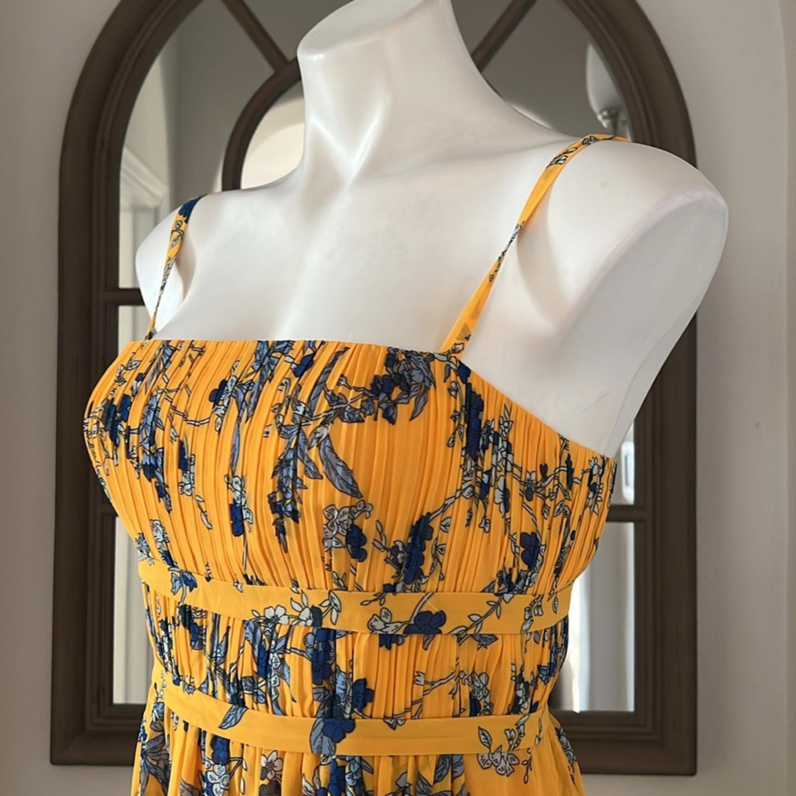 Aqua Bloomingdale’s Square Neck Evening Dress in Apricot, Size S New w/Tag $298