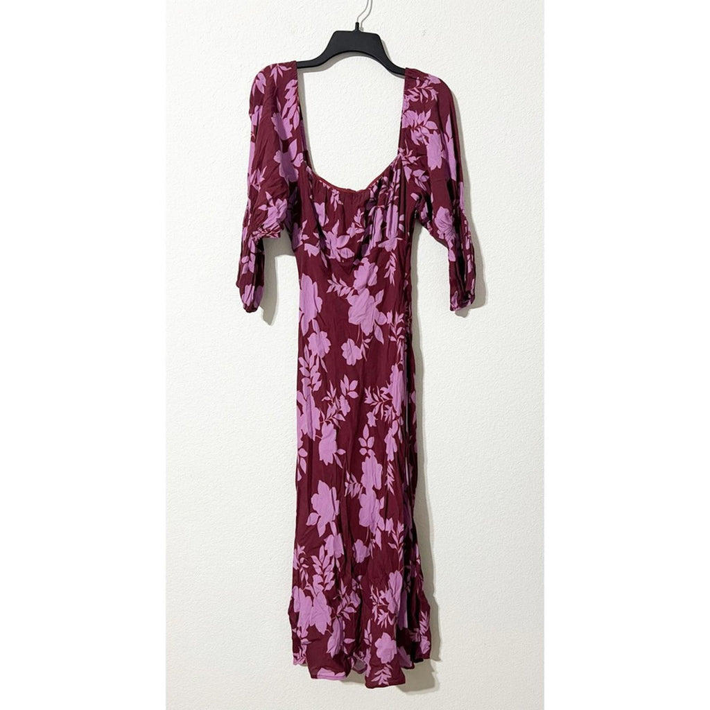 Peter Som x RTR Floral Midi Square-Neck Dress, Size 2
