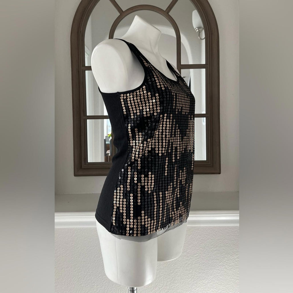 Romeo & Juliet Black Tank Top! w/Gold Sequins Size L