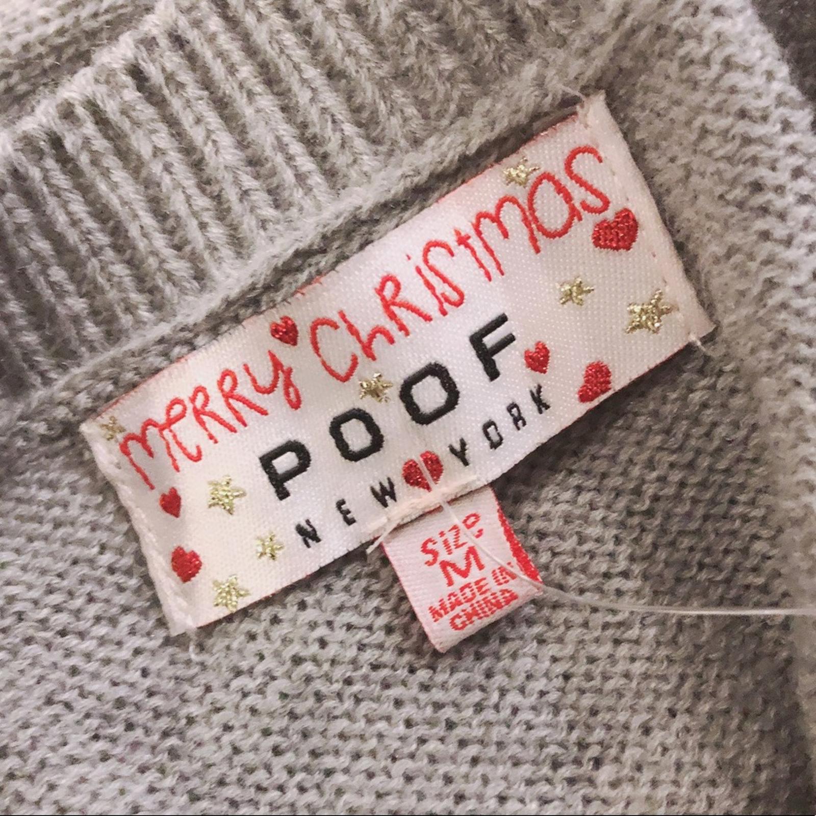 POOF New York Holiday Polar Bear Crewneck Sweater in Grey, NWT, Size M