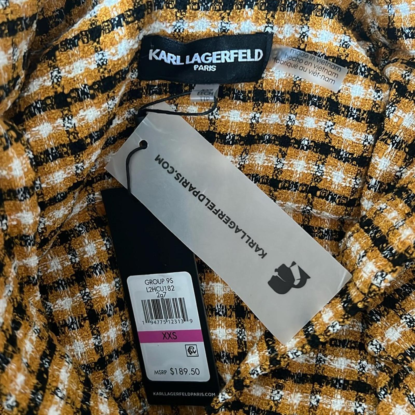 Karl Lagerfeld Paris Plaid Longline Shacket Size XXS Oversized NWT $189.50